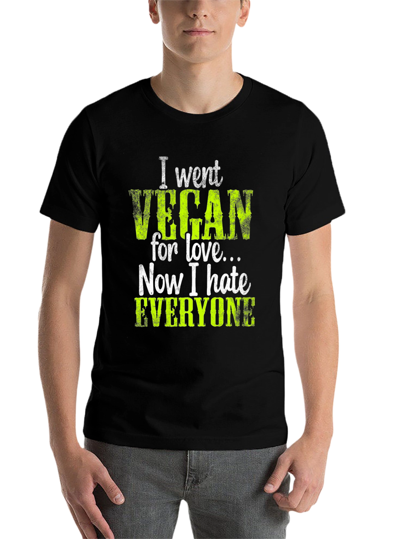 Black Vegan Hate Everyone Graphic T-Shirt view 7