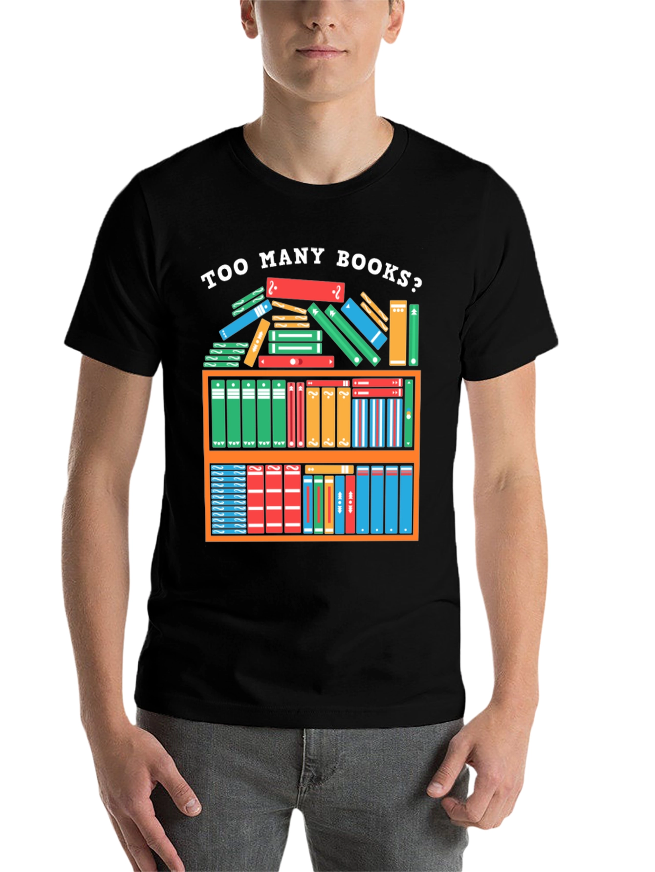 Black Too Many Books T-Shirt - Reader Gift view 7
