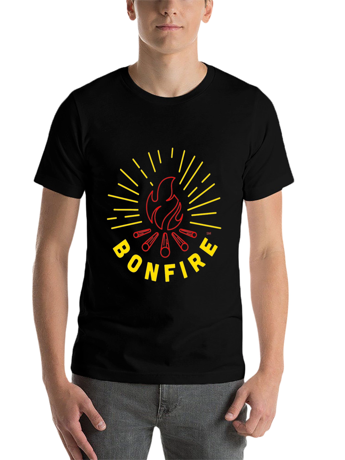 Black Bonfire Graphic Tee - Black Cotton T-Shirt view 7