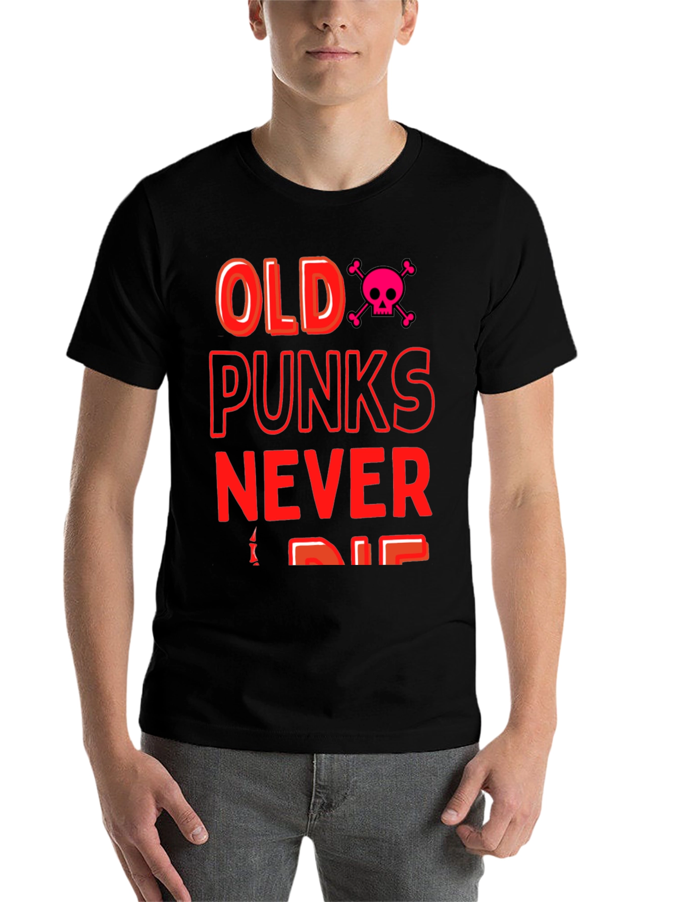 Black Old Punks Never Die Graphic Tee view 7