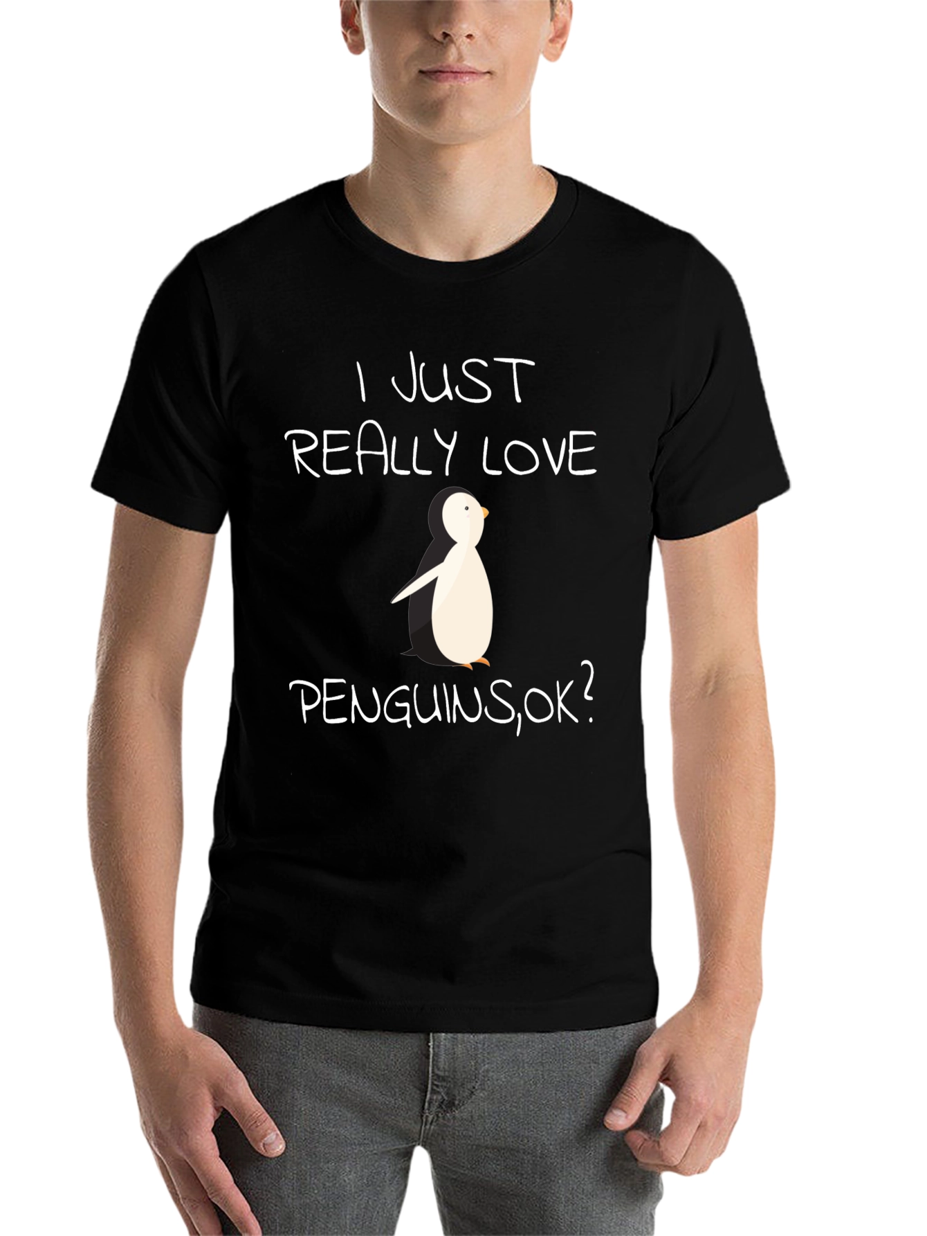 Black Penguin Lover T-Shirt - I Just Really Love Penguins view 7