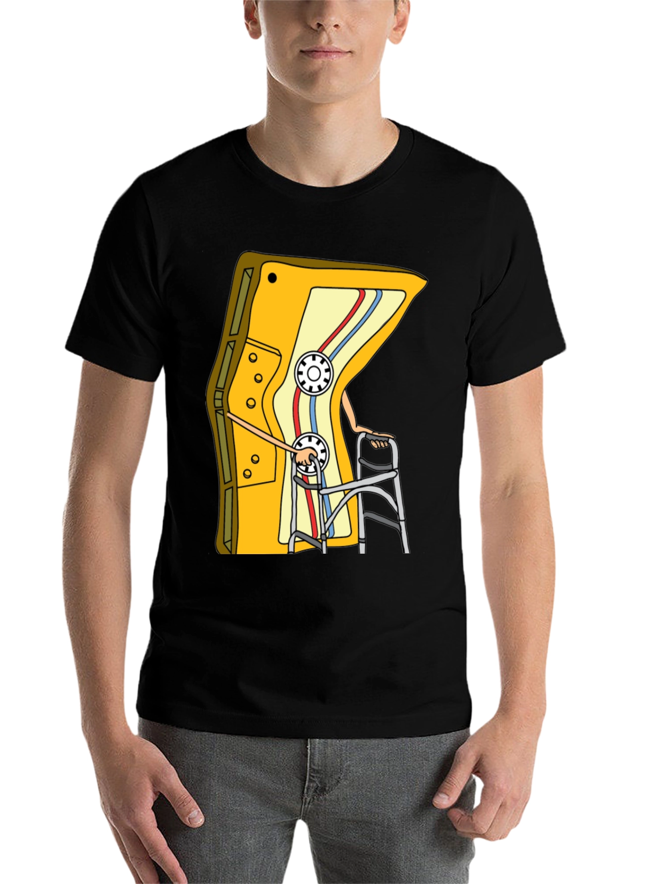 Black Cassette Tape Walker Graphic Tee - Retro Style Shirt view 7