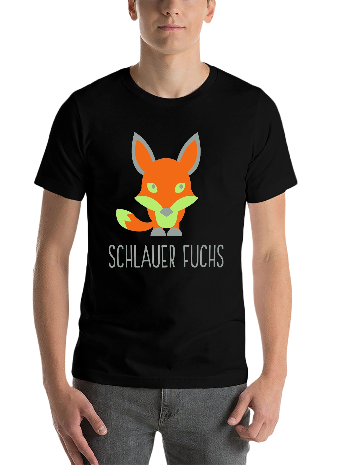 Black Schlauer Fuchs T-Shirt - Clever Fox Design view 7
