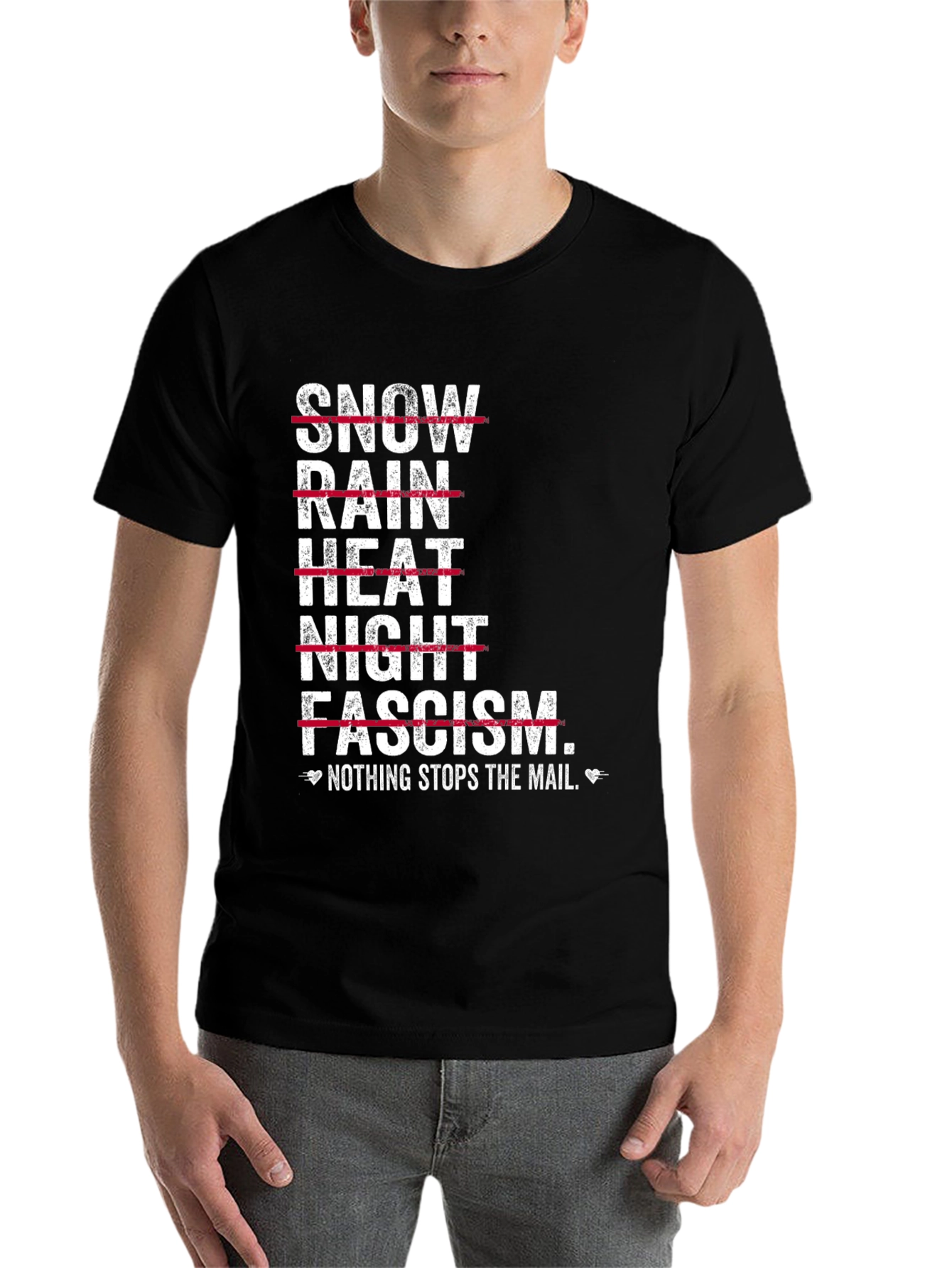 Black Nothing Stops the Mail Graphic T-Shirt view 7
