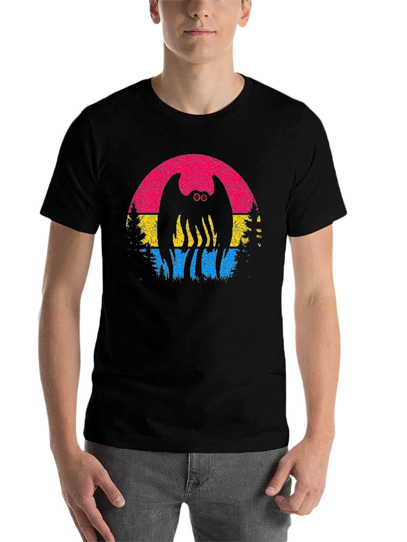 Mothman Pansexual Pride T-Shirt - Cryptid Sunset Tee - 7