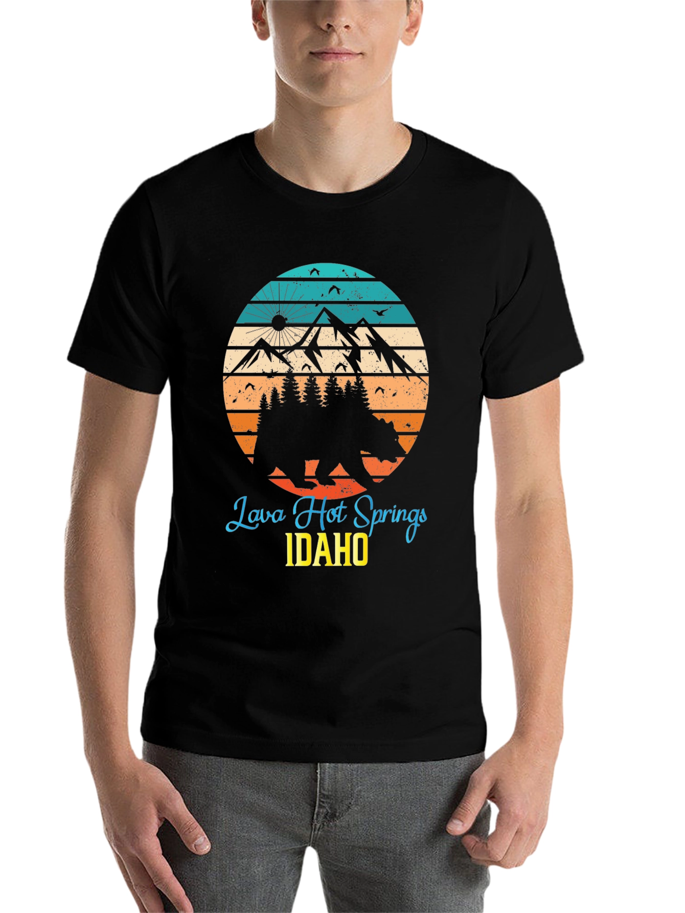 Black Lava Hot Springs Idaho Bear T-Shirt view 7