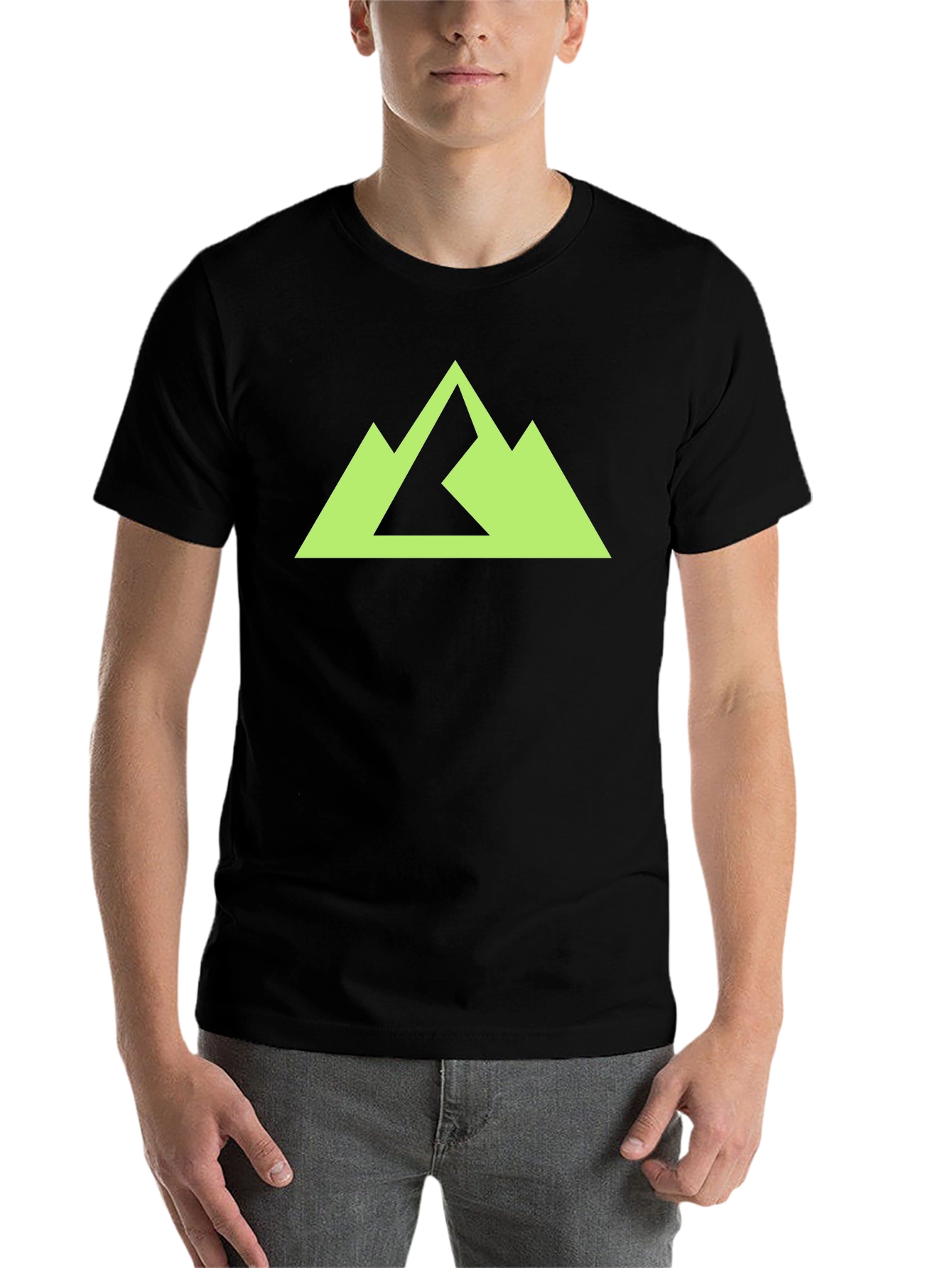 Black Geometric Mountain Peak Graphic Tee - Black view 7