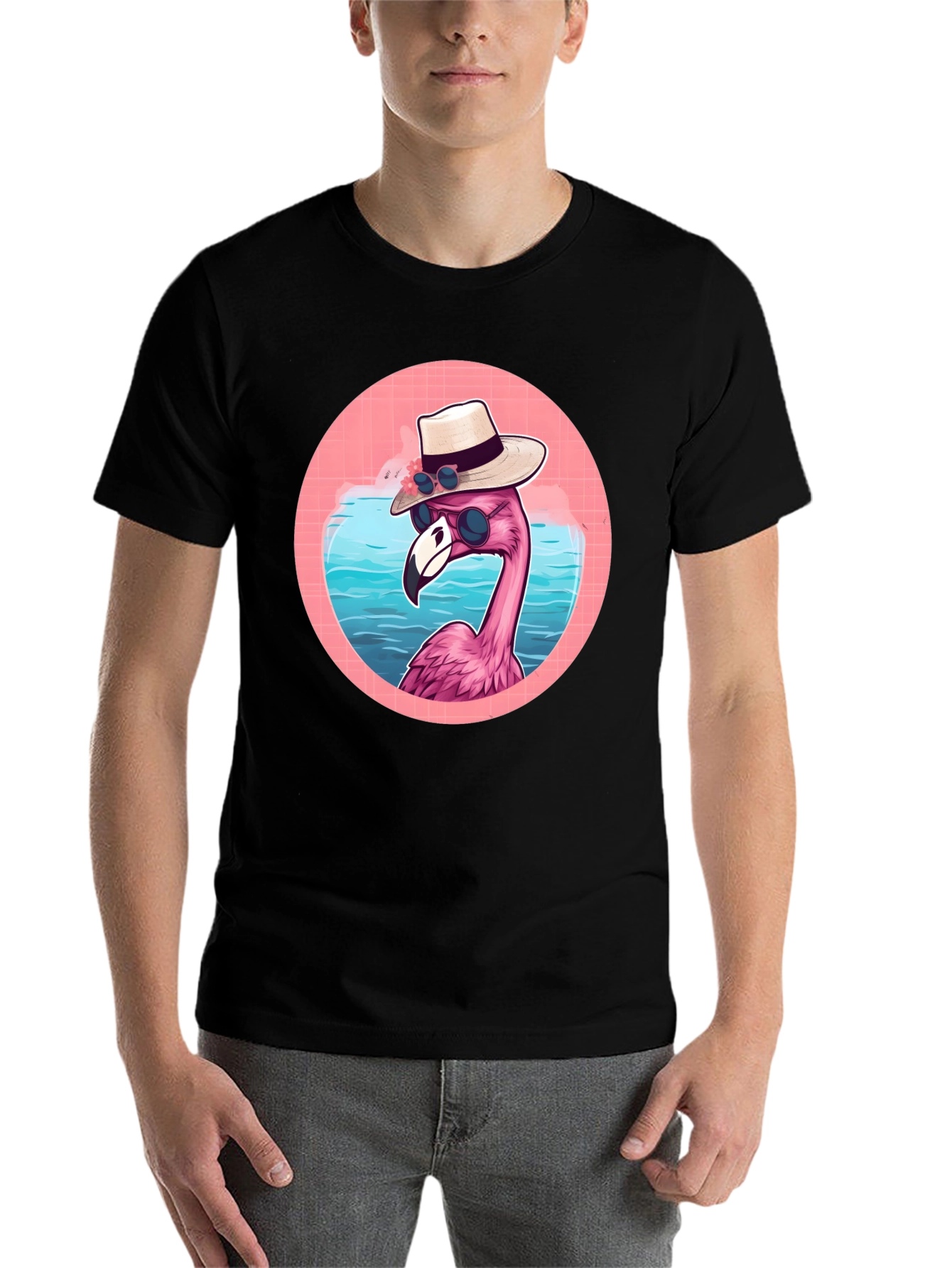 Black Cool Flamingo Graphic Tee view 7