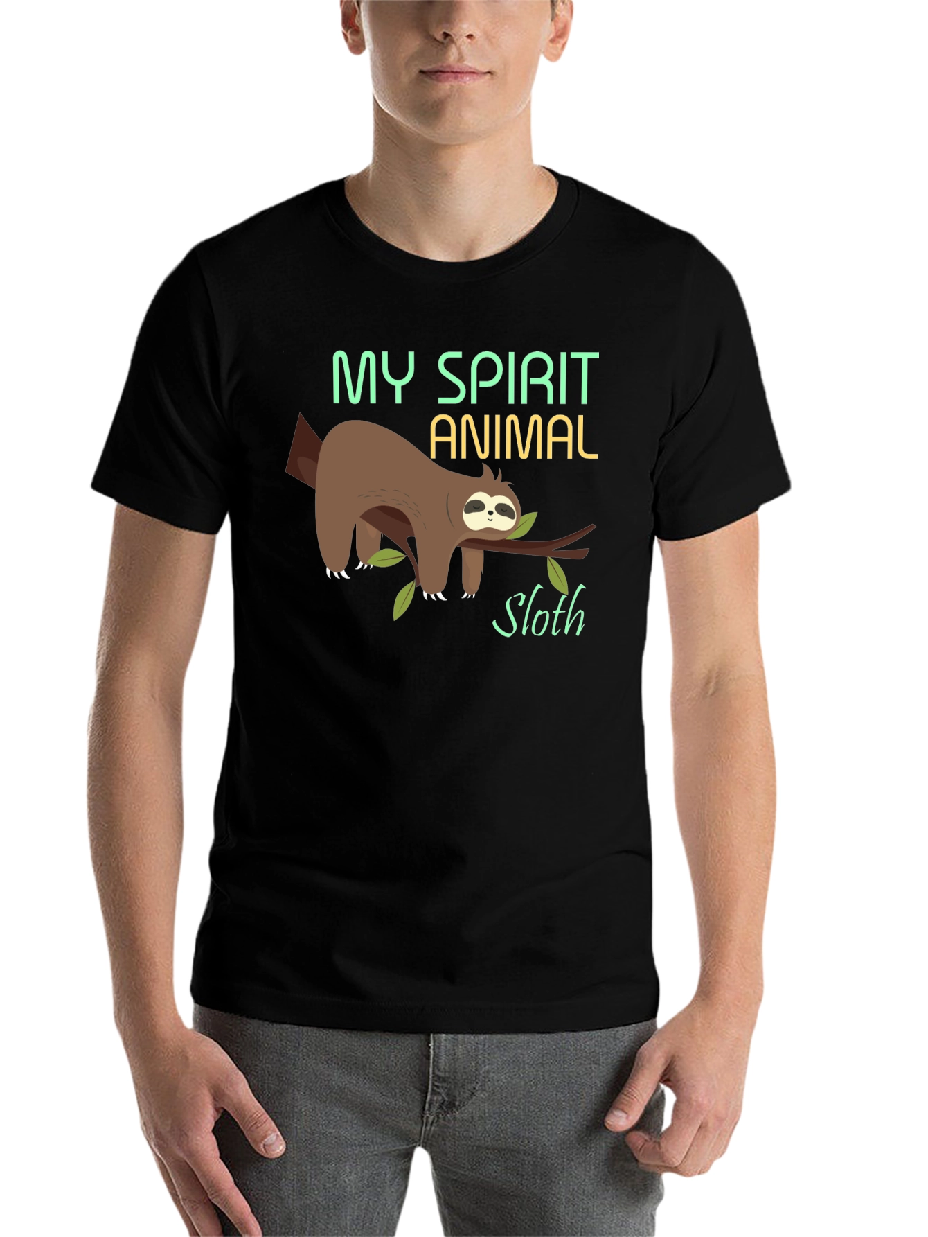 Black My Spirit Animal Sloth T-Shirt - Funny Lazy Tee view 7