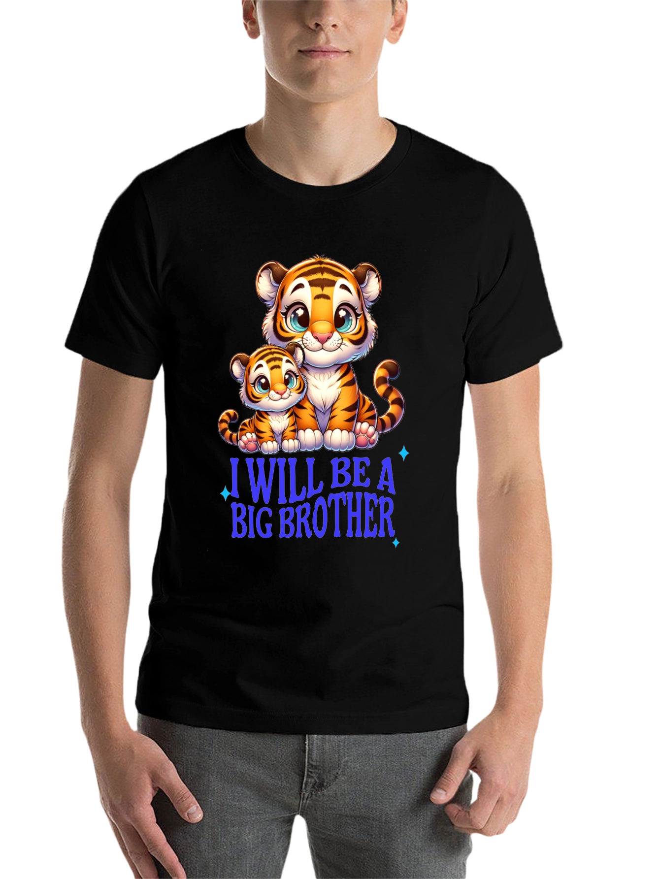 Black I Will Be A Big Brother Tiger Tee view 7