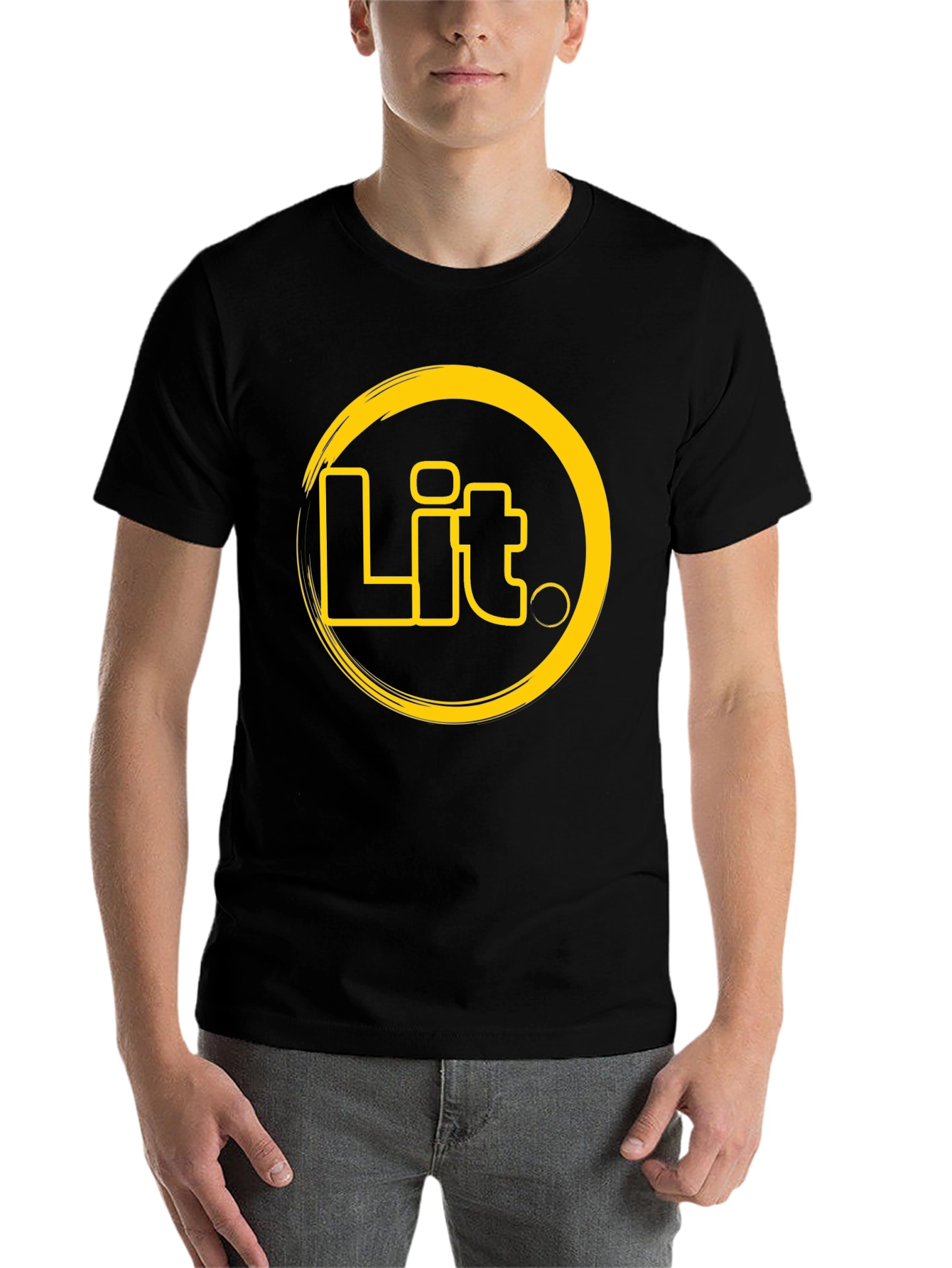 Black Lit T-Shirt - Black Crew Neck Graphic Tee view 7