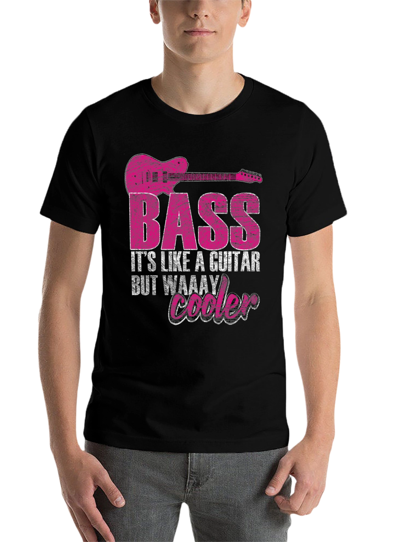 Black Bass Guitar T-Shirt - It's Like a Guitar, But Cooler! view 7