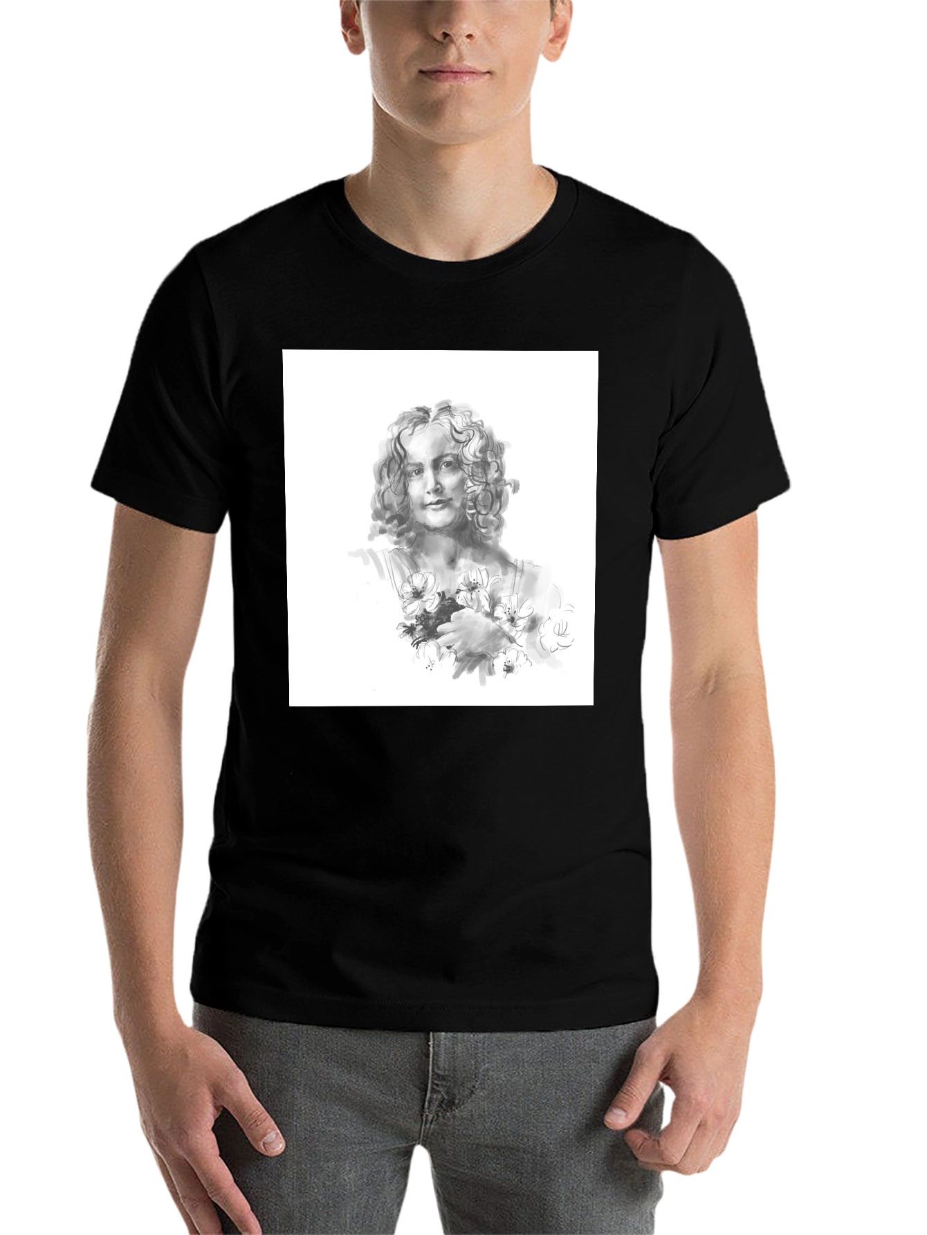 Black Artistic Woman Portrait Black T-Shirt view 7