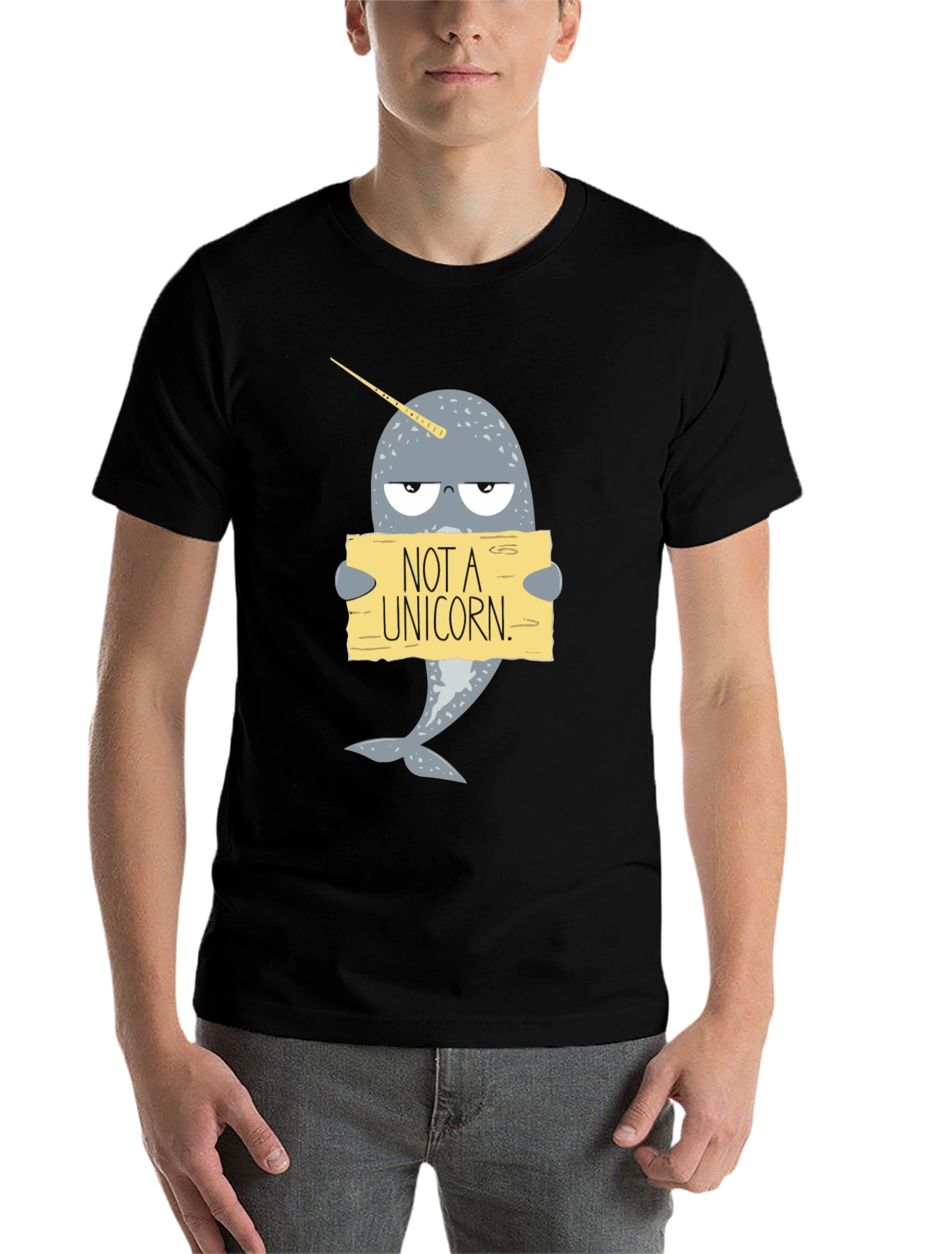 Black Funny Narwhal T-Shirt - Not A Unicorn! view 7