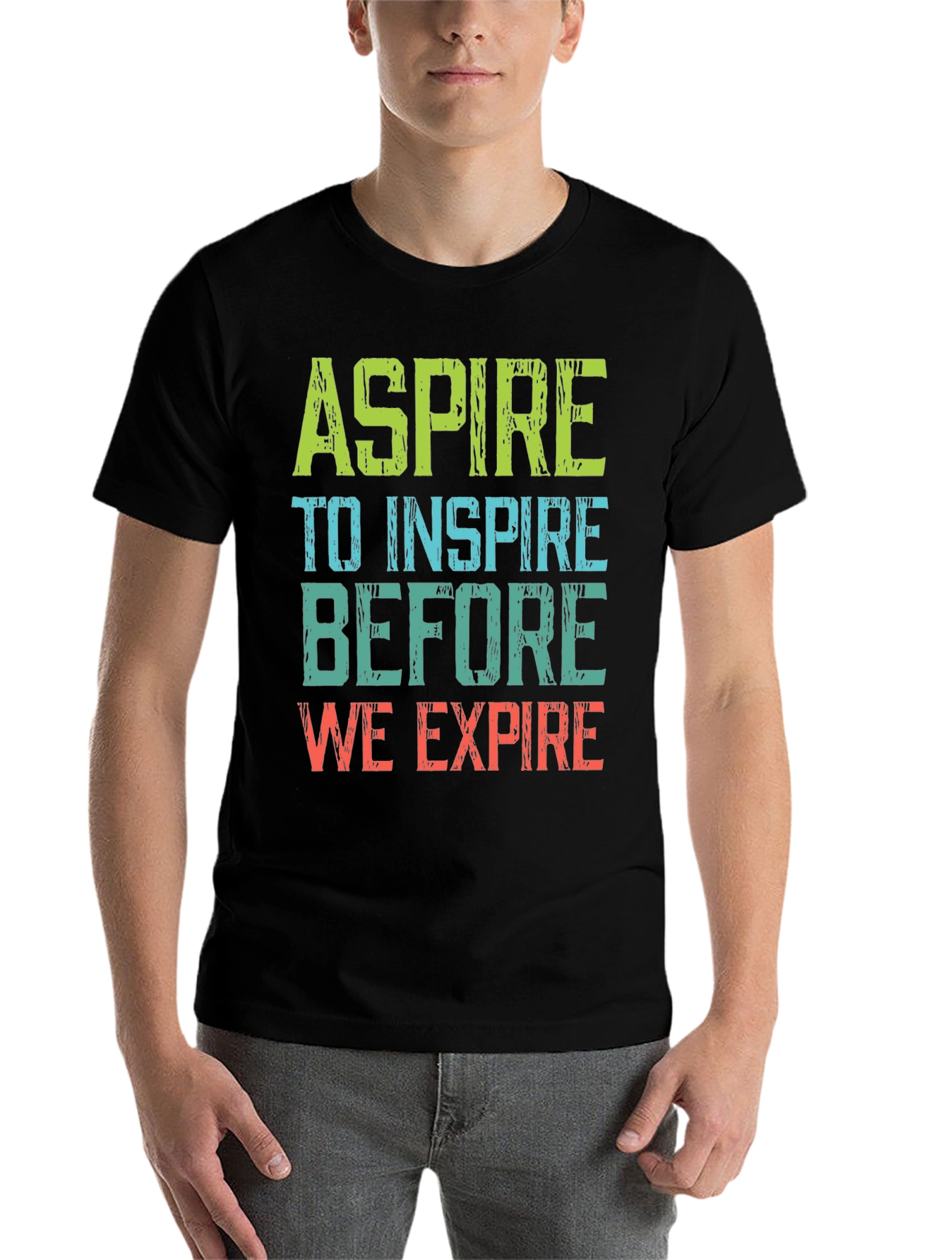 Black Aspire to Inspire Graphic Tee - Motivational T-Shirt view 7