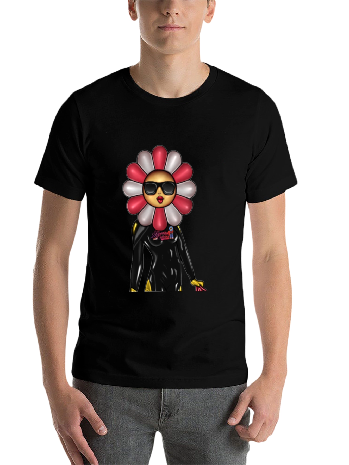 Black Funky Flower Power T-Shirt view 7