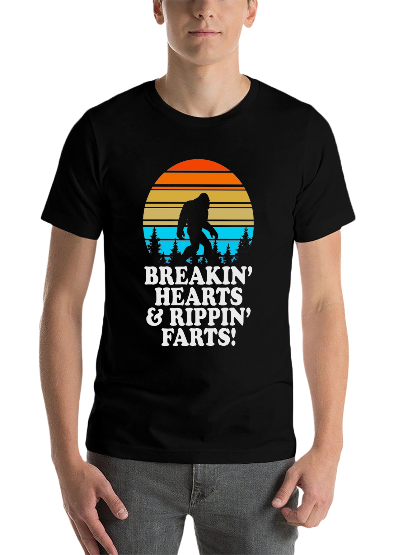 Black Breakin Hearts & Rippin Farts Bigfoot T-Shirt view 7