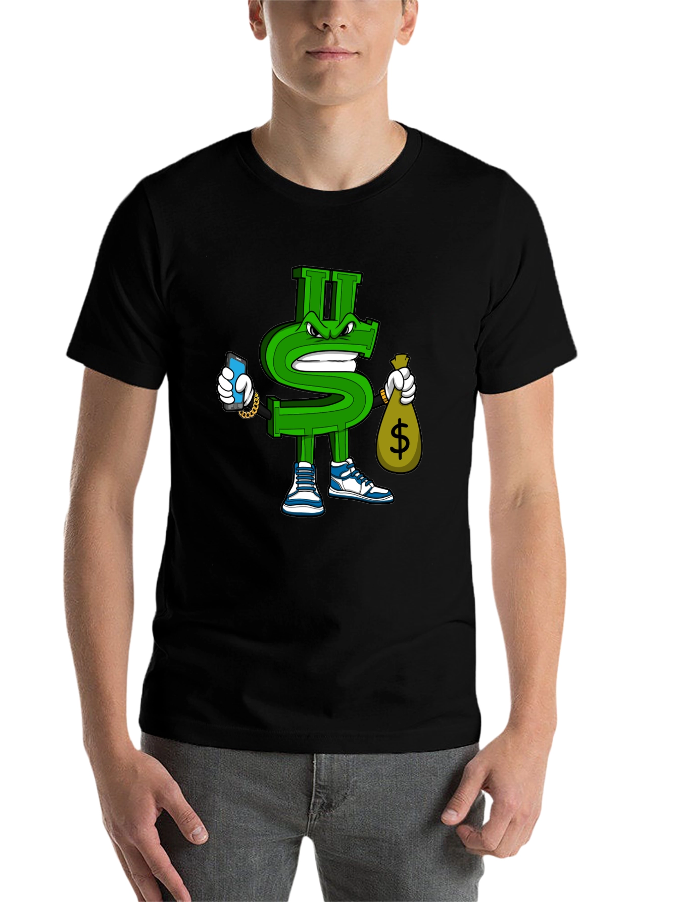 Black Dollar Sign Graphic T-Shirt - Streetwear Style view 7