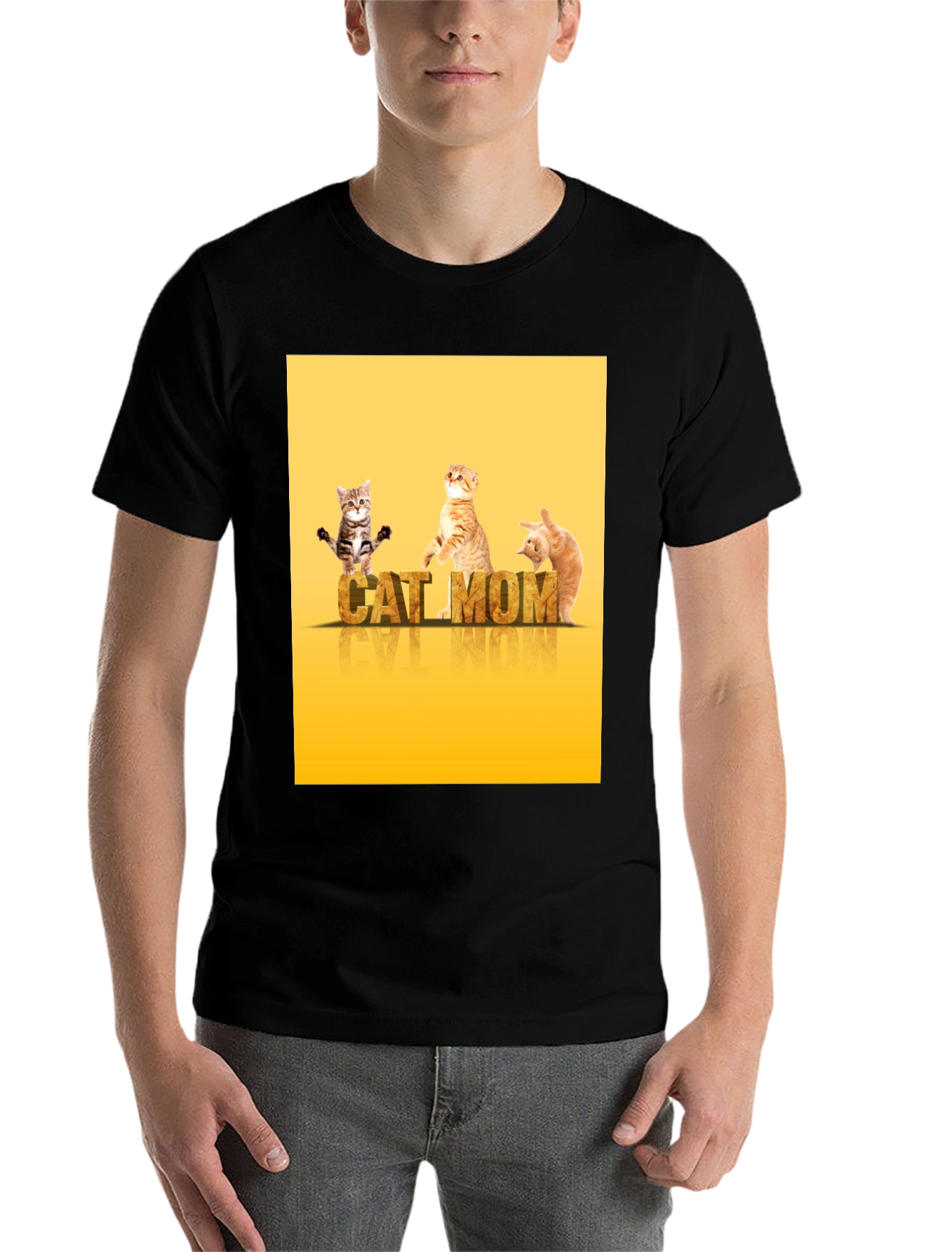 Black Cat Mom T-Shirt - Cute Kitten Design view 7