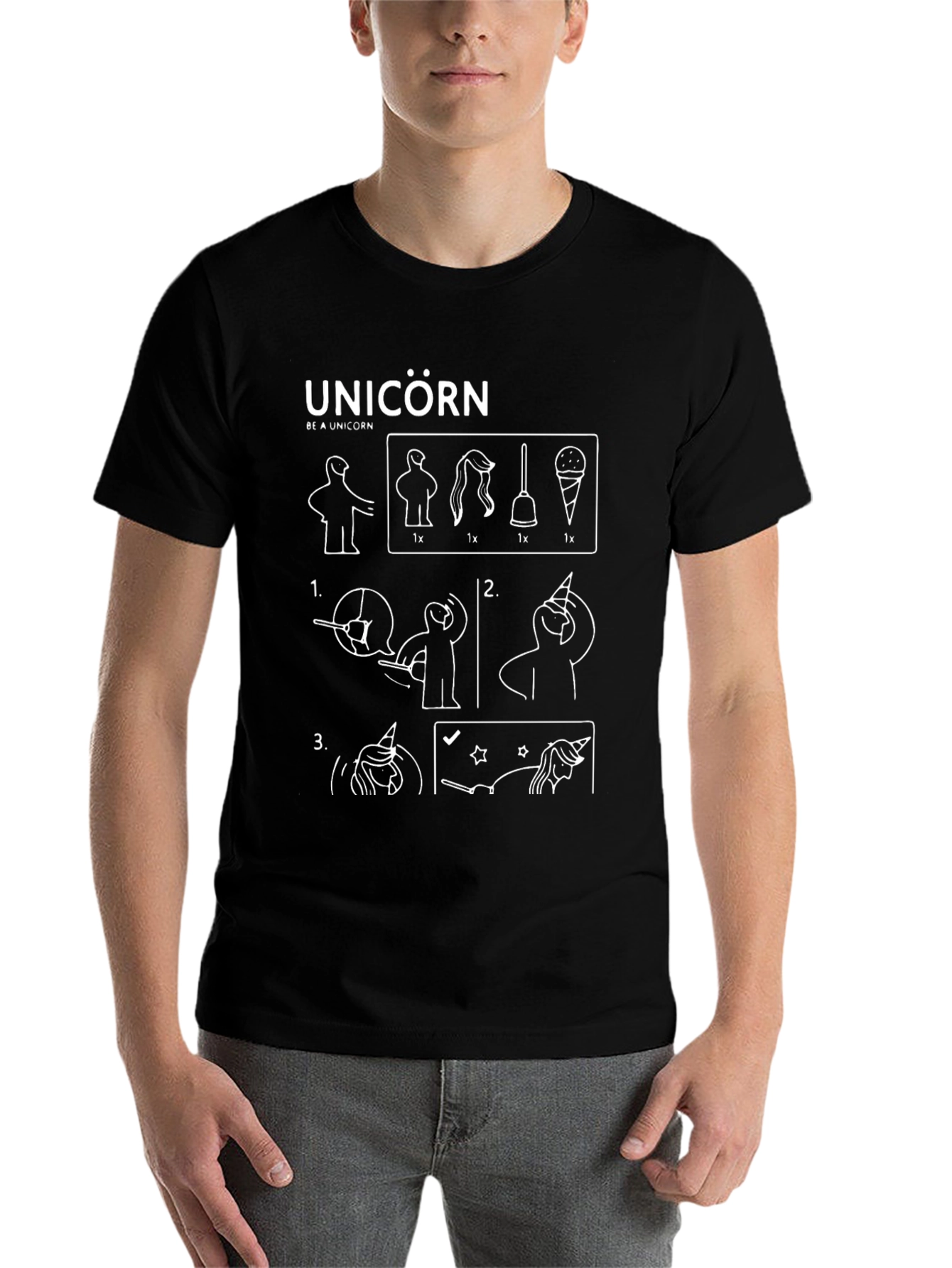 Black Unicorn Transformation T-Shirt - Black Graphic Tee view 7
