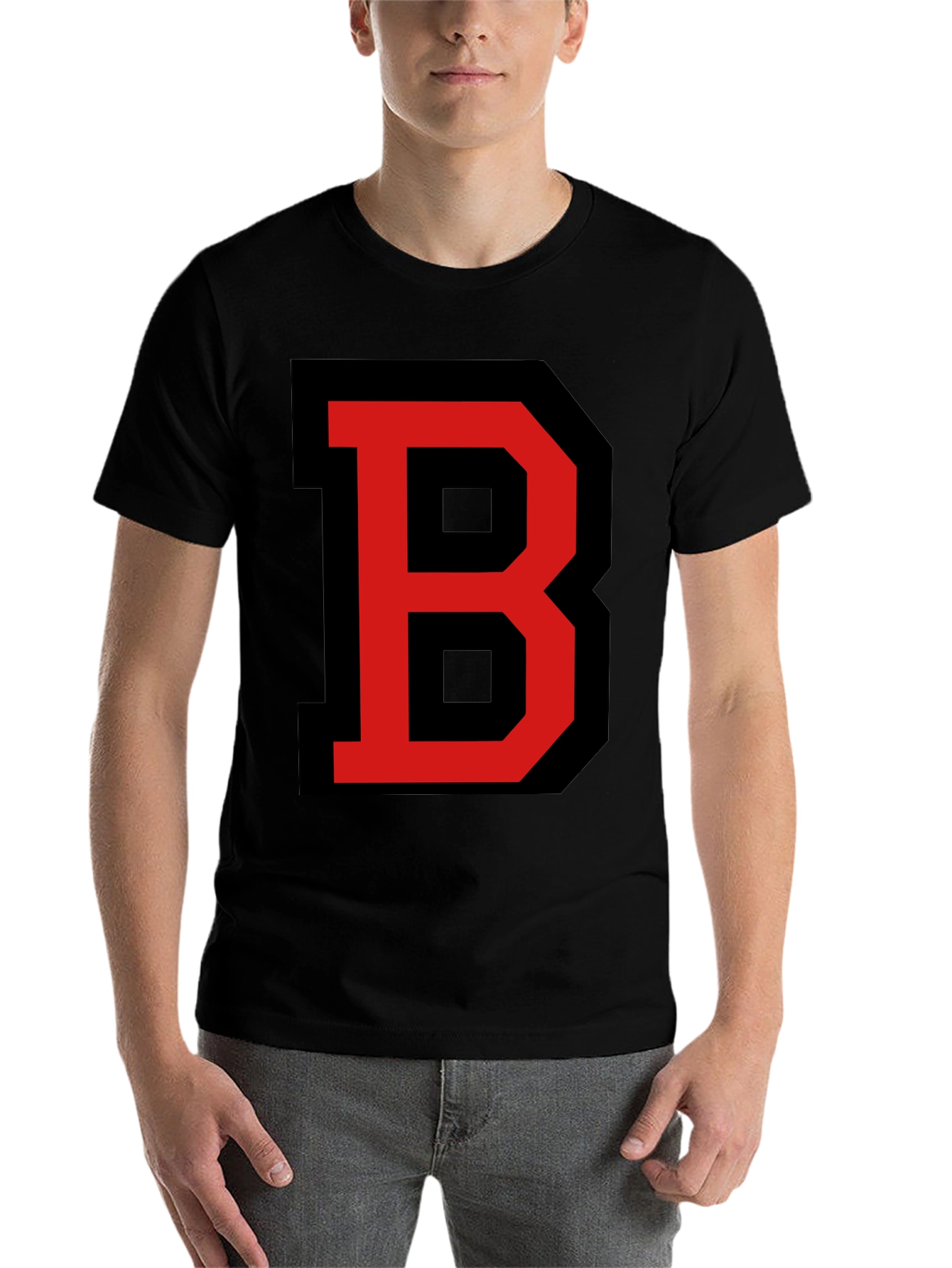 Black Bold Letter B Graphic Tee - Black view 7
