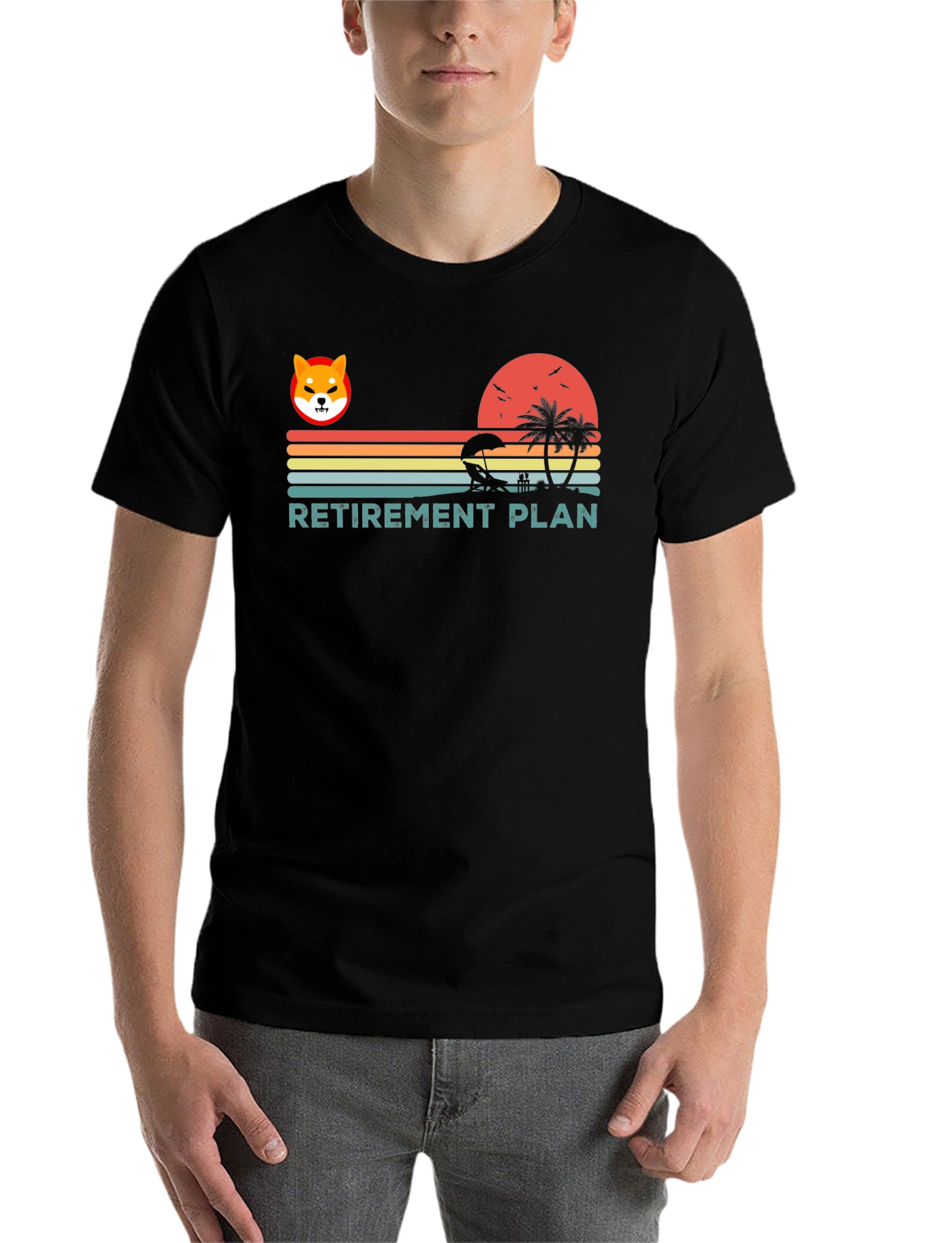 Black Retirement Plan Shiba Inu Beach T-Shirt view 7