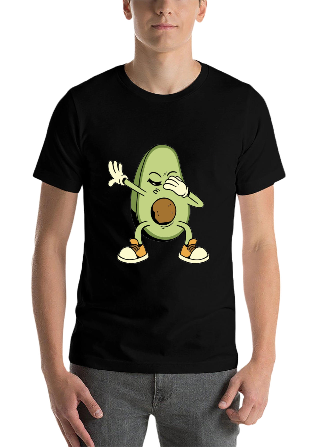 Black Dabbing Avocado Graphic T-Shirt view 7