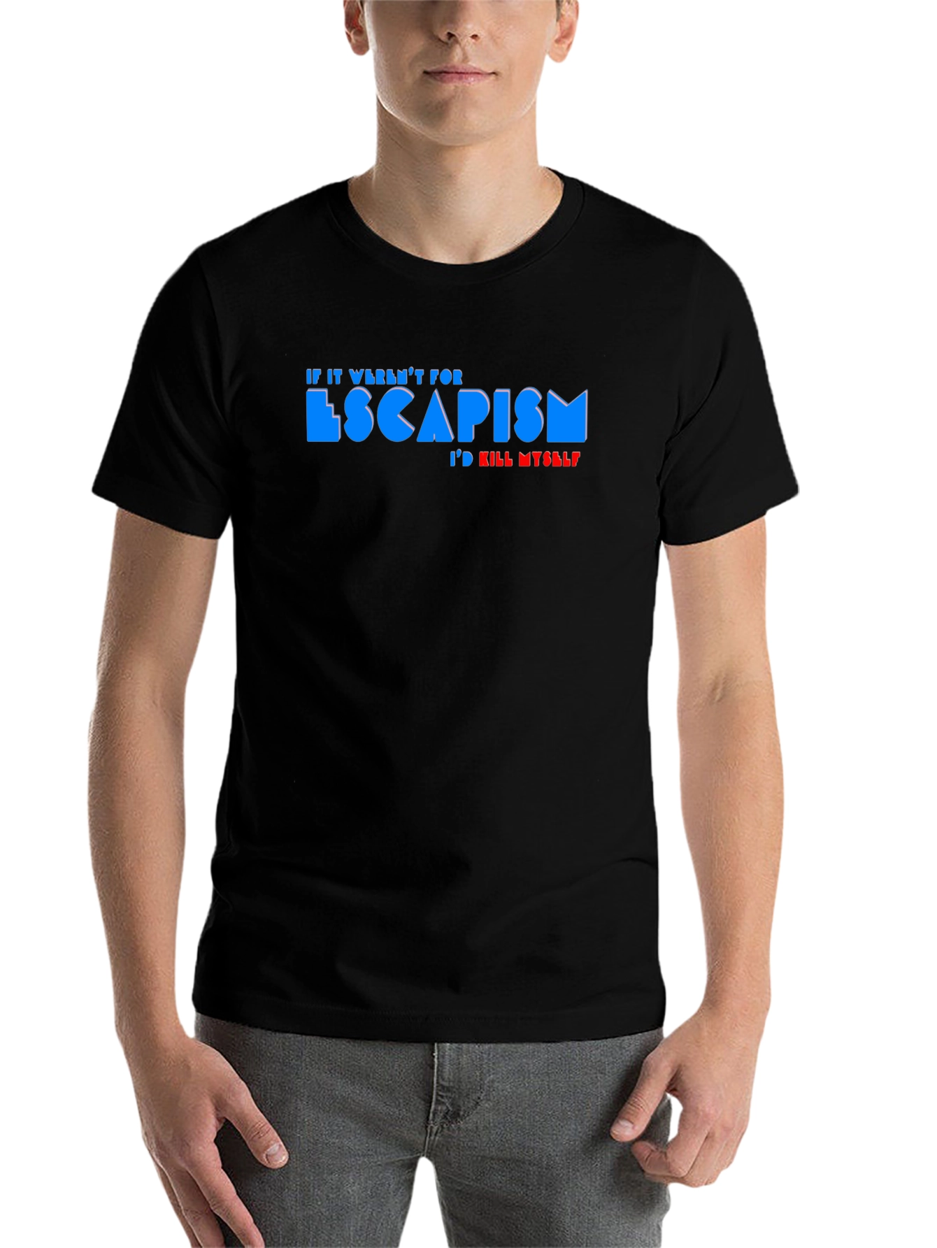 Black Escapism Graphic Tee - Funny Slogan T-Shirt view 7