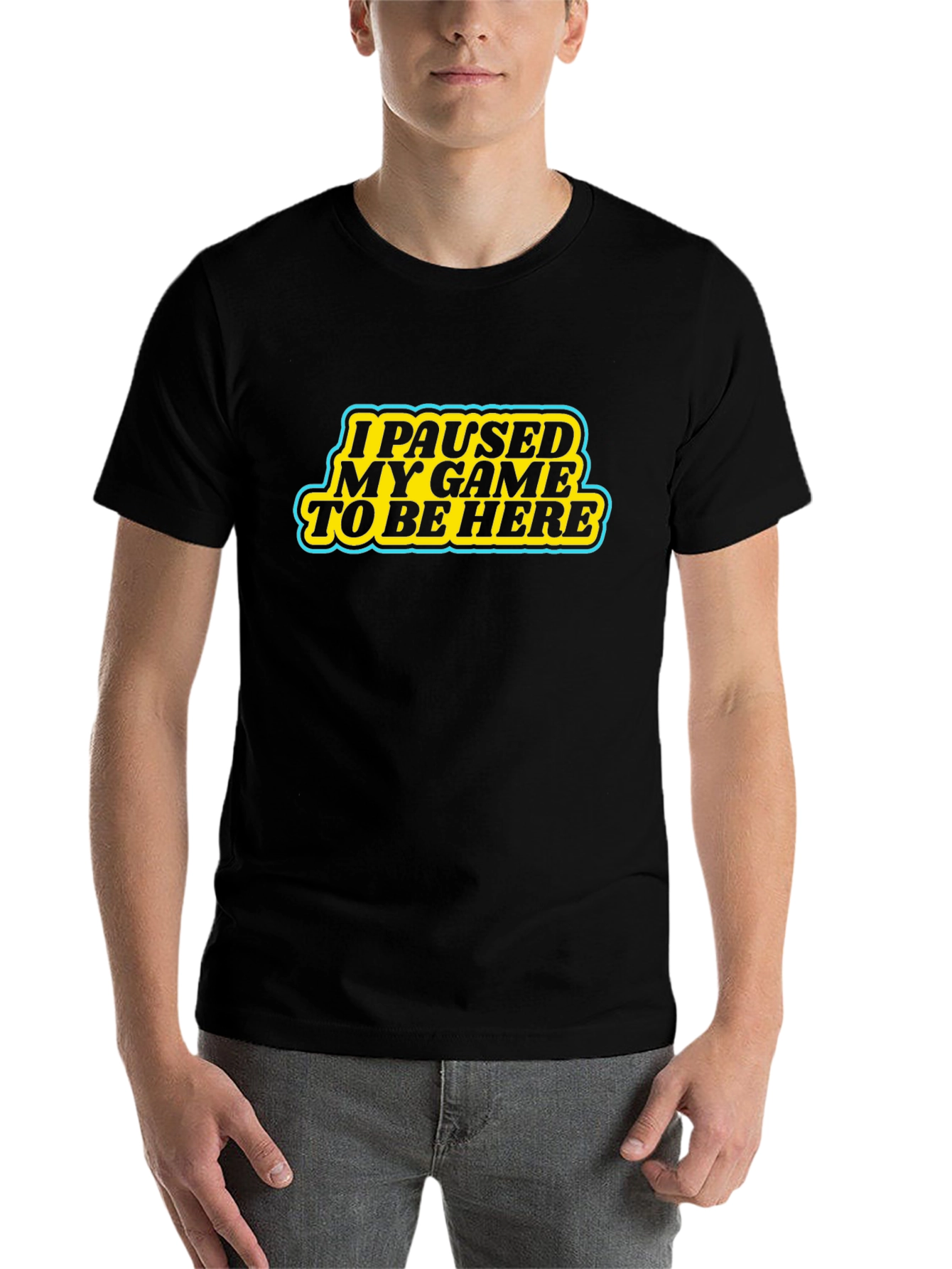 Black Funny Gamer T-Shirt - I Paused My Game view 7