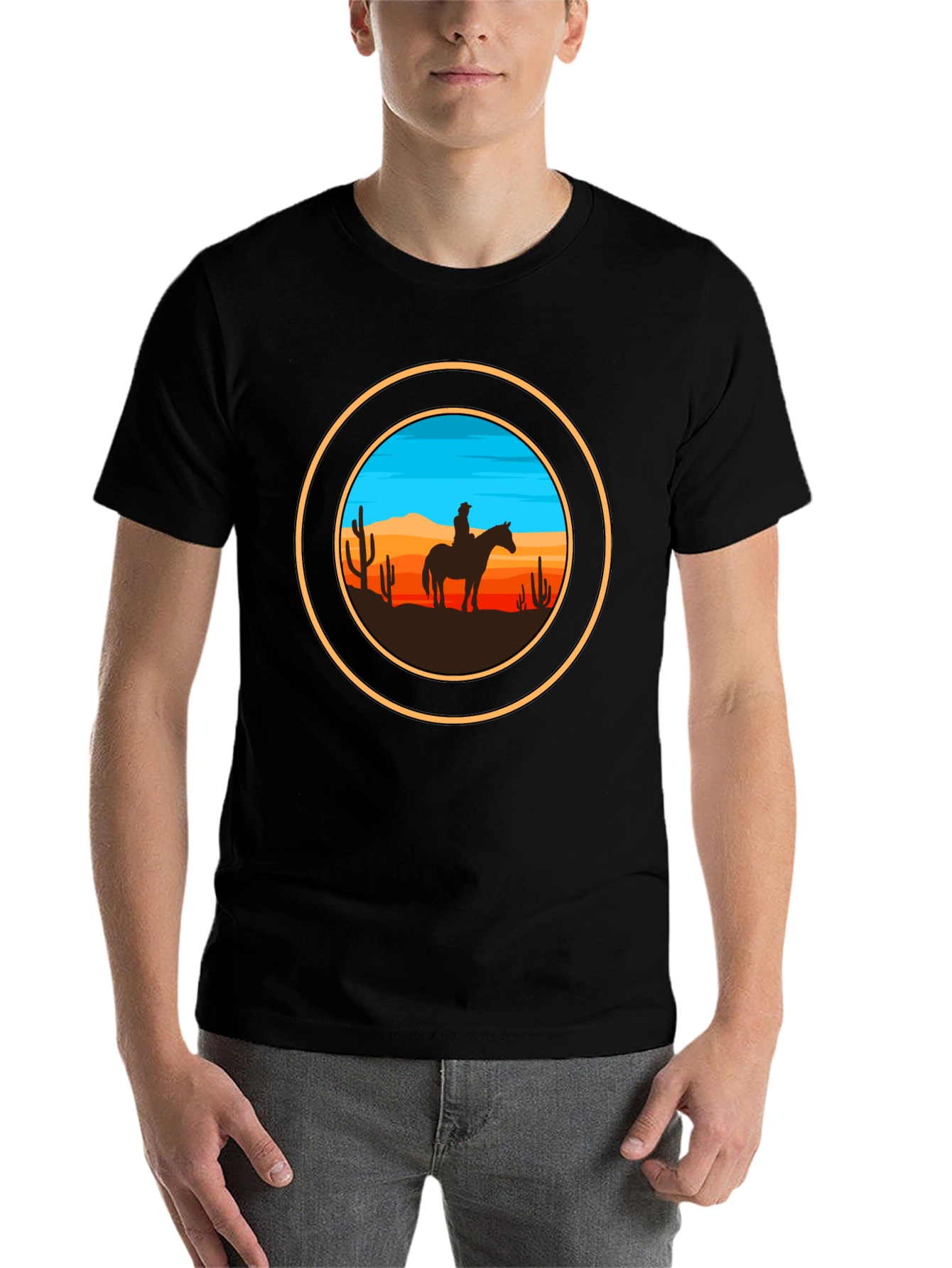 Black Cowboy Silhouette Graphic Tee view 7