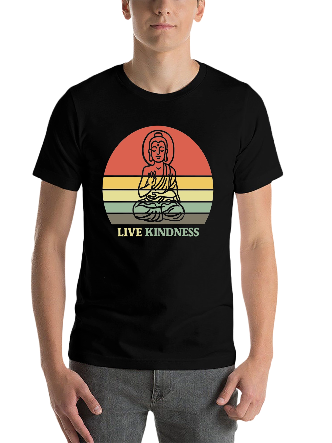 Black Live Kindness Buddha Graphic T-Shirt view 7