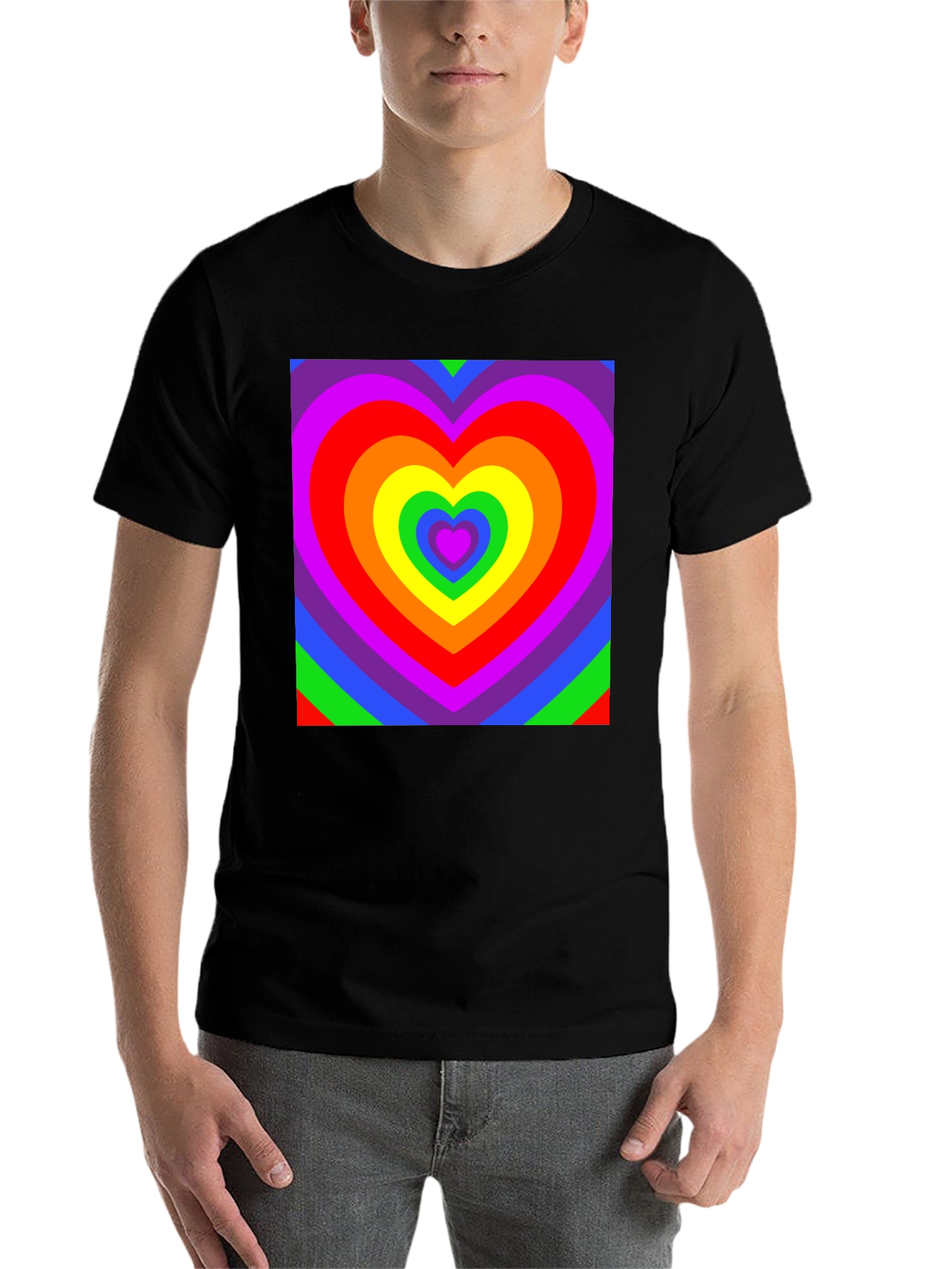 Black Rainbow Heart T-Shirt - Vivid Pride Apparel view 7