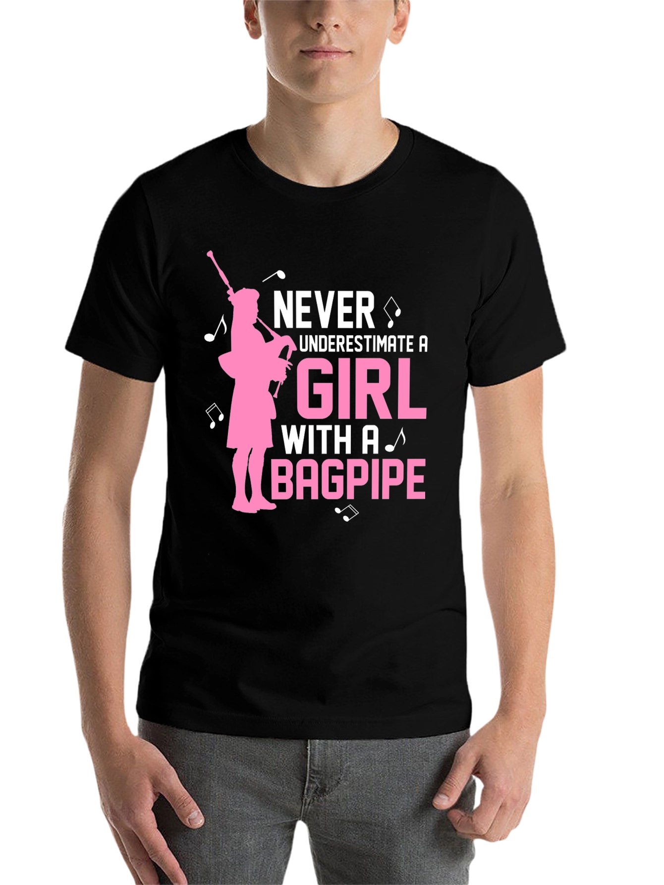 Black Never Underestimate a Girl With a Bagpipe T-Shirt view 7