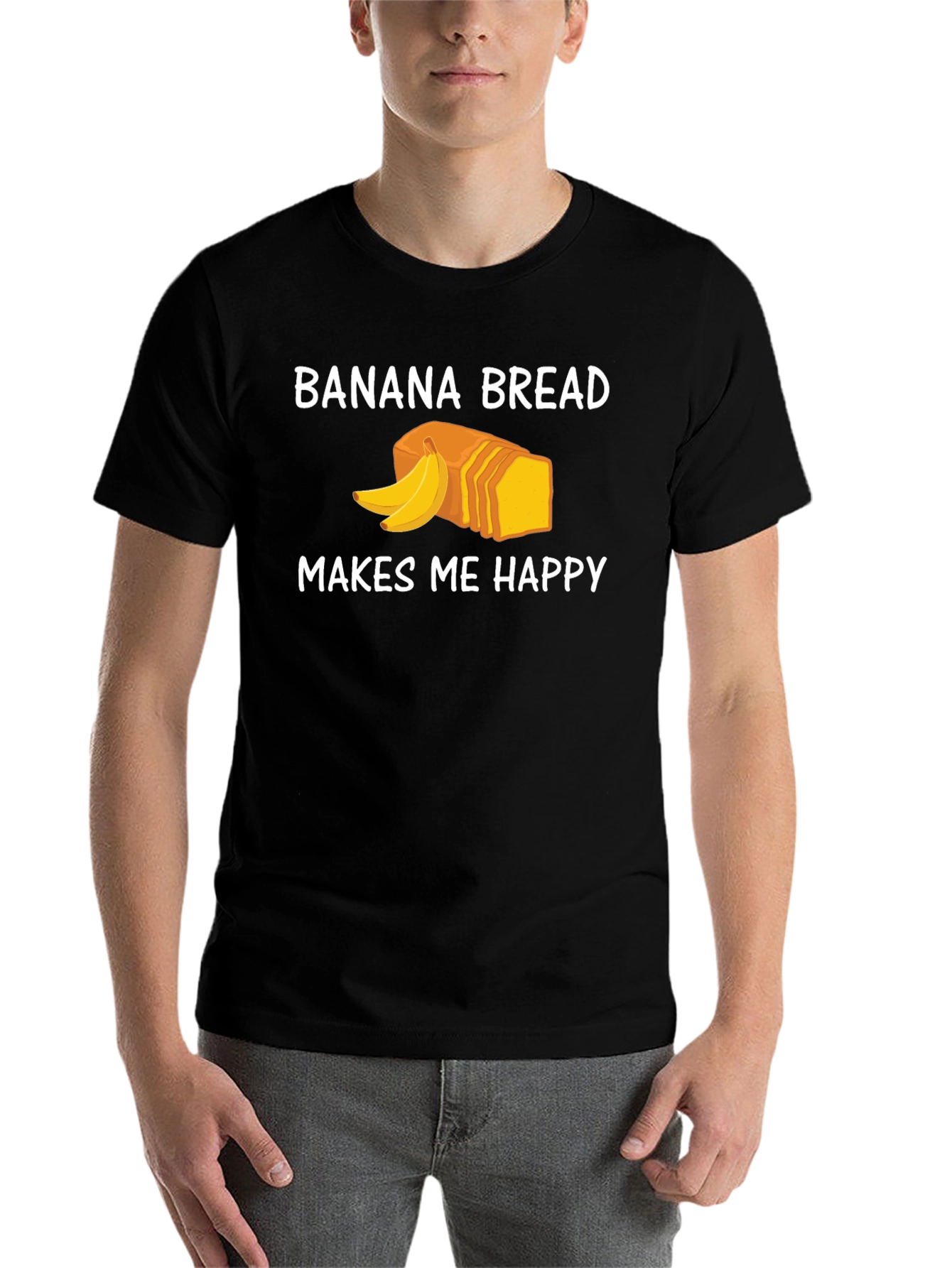 Black Banana Bread Makes Me Happy T-Shirt view 7