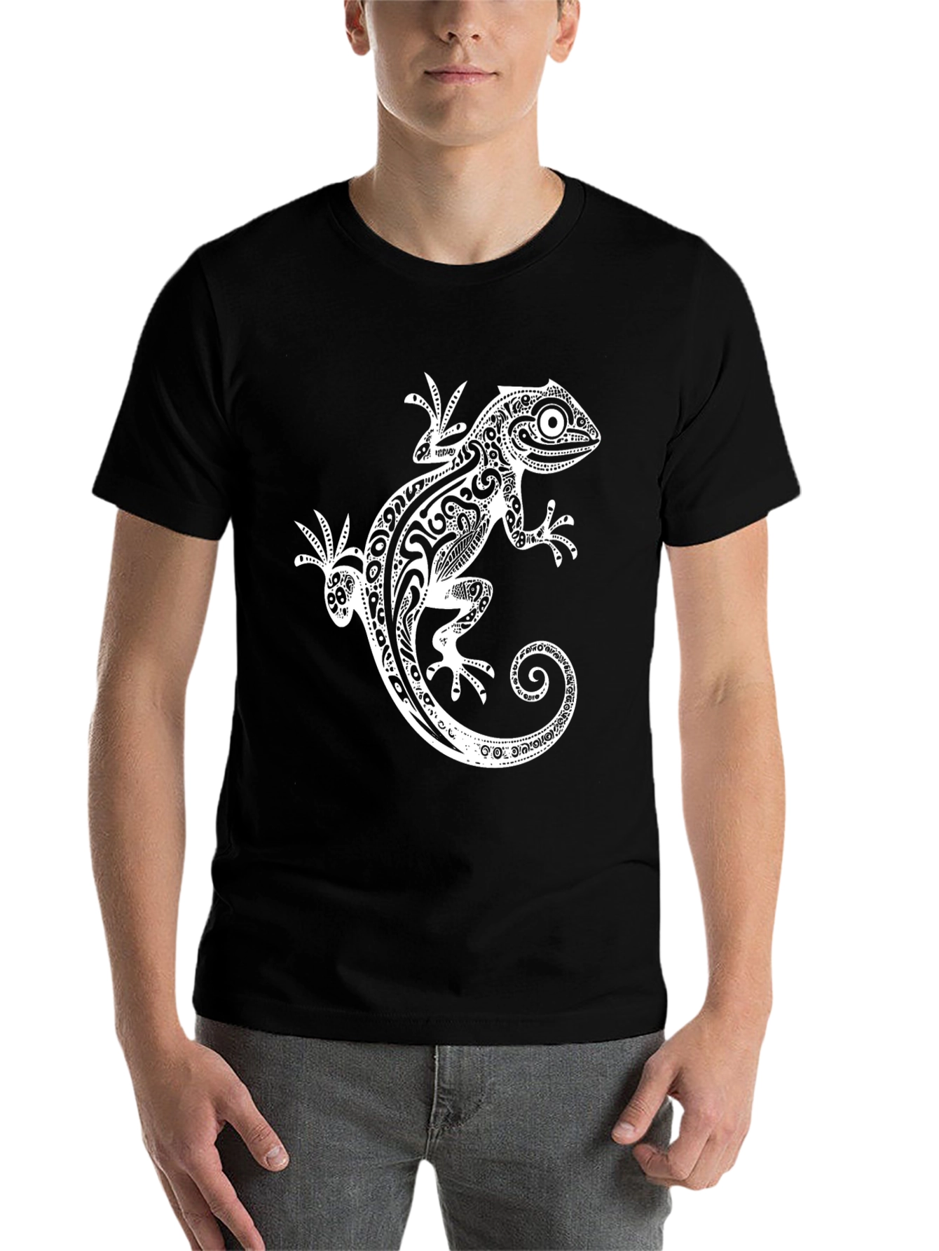 Tribal Gecko Graphic T-Shirt - Stylish Design - 7