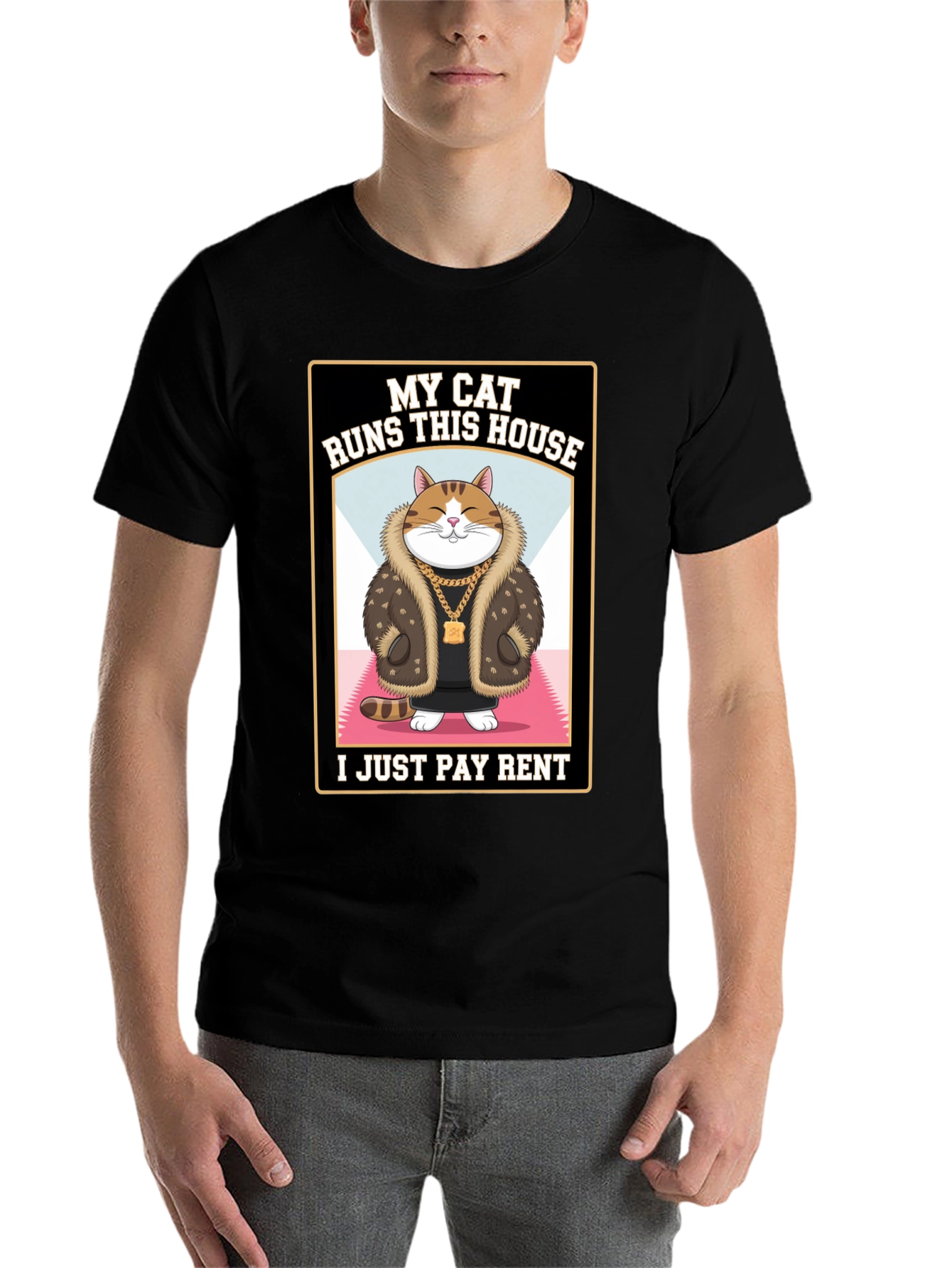 Black My Cat Runs This House T-Shirt Funny Cat Lover view 7