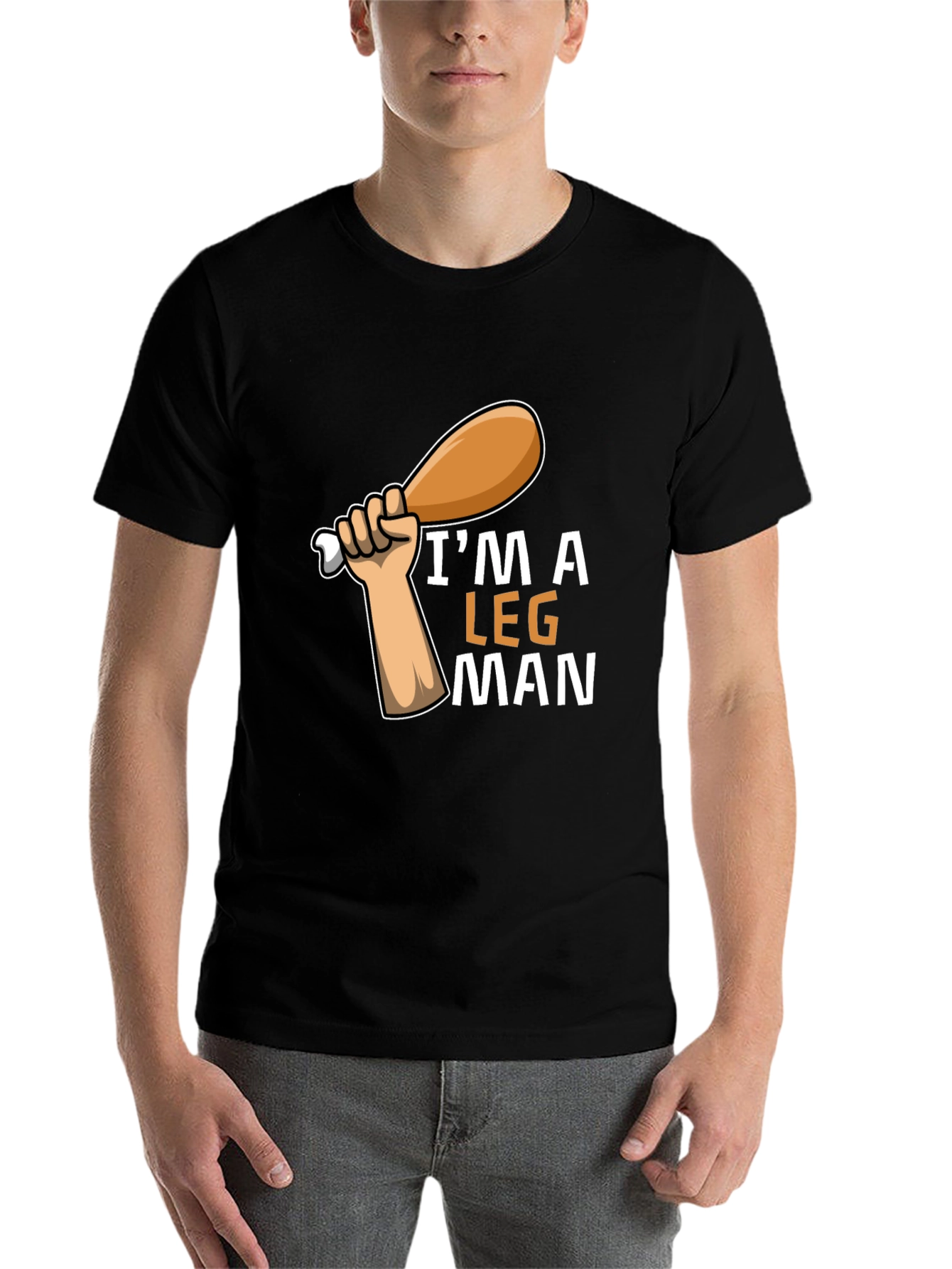 Black I'm a Leg Man Graphic T-Shirt - Funny Foodie Tee view 7