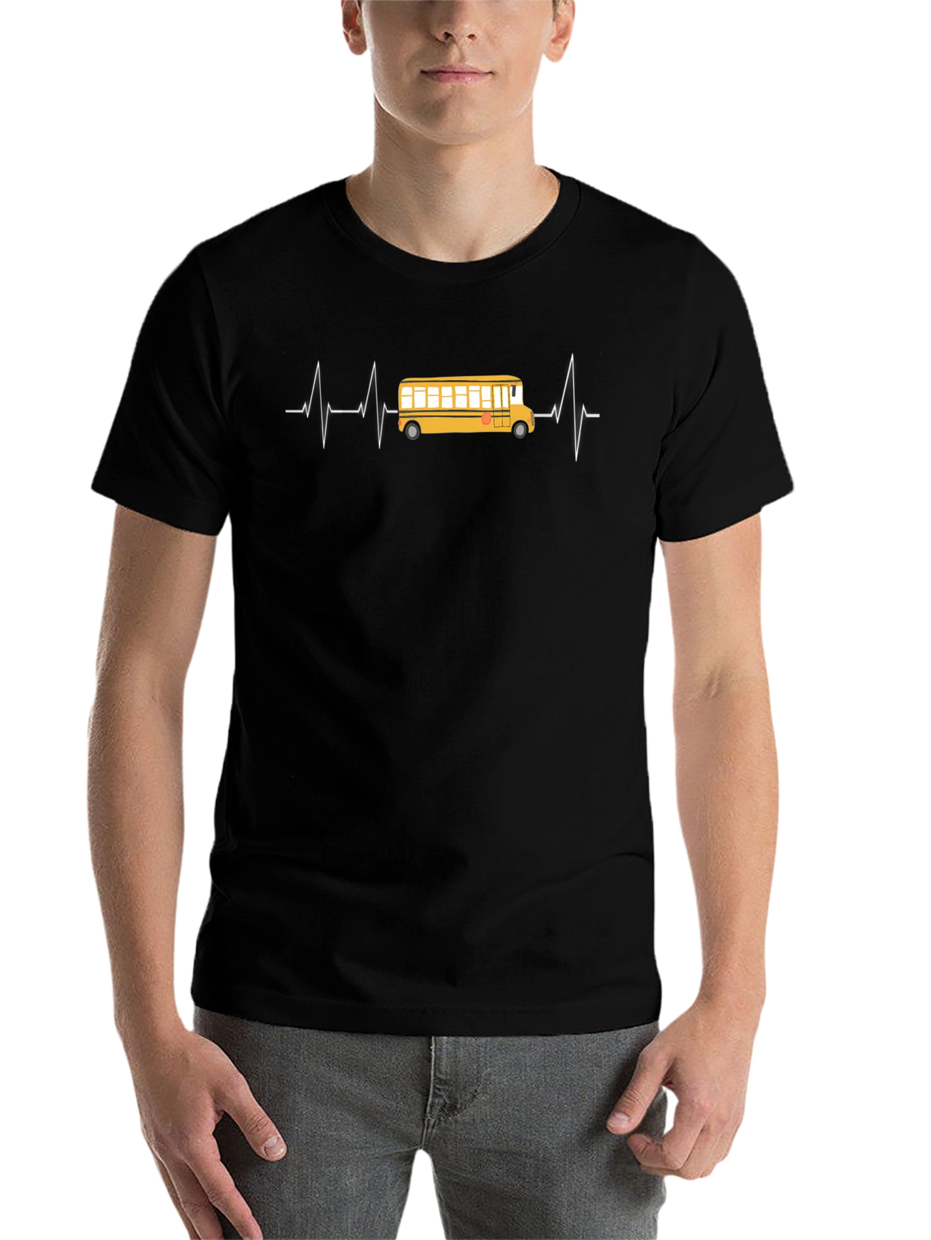 Black School Bus Heartbeat Graphic Tee view 7