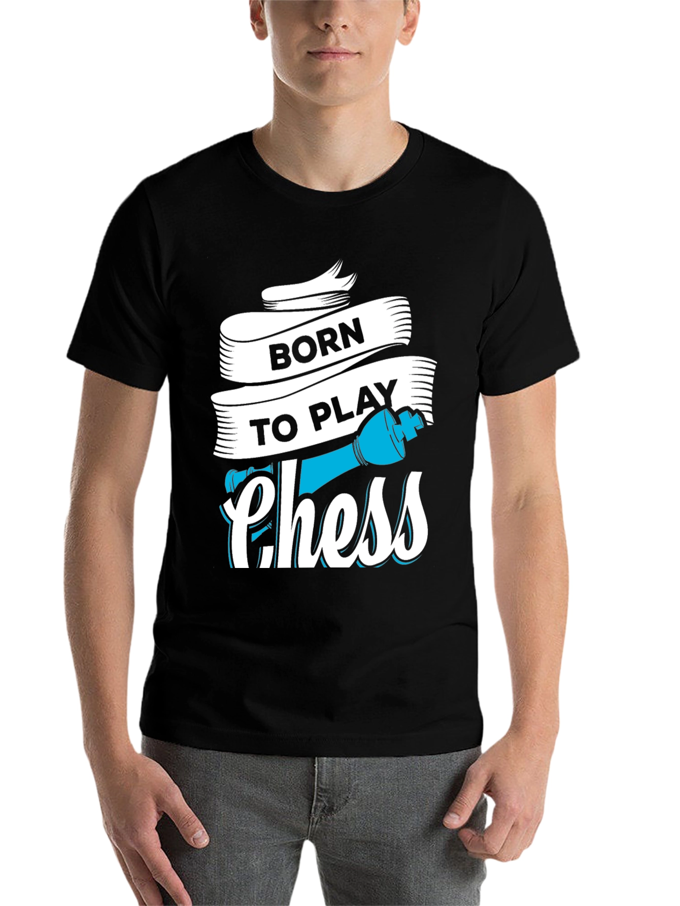 Black Born To Play Chess T-Shirt - Graphic Tee for Chess Lovers view 7