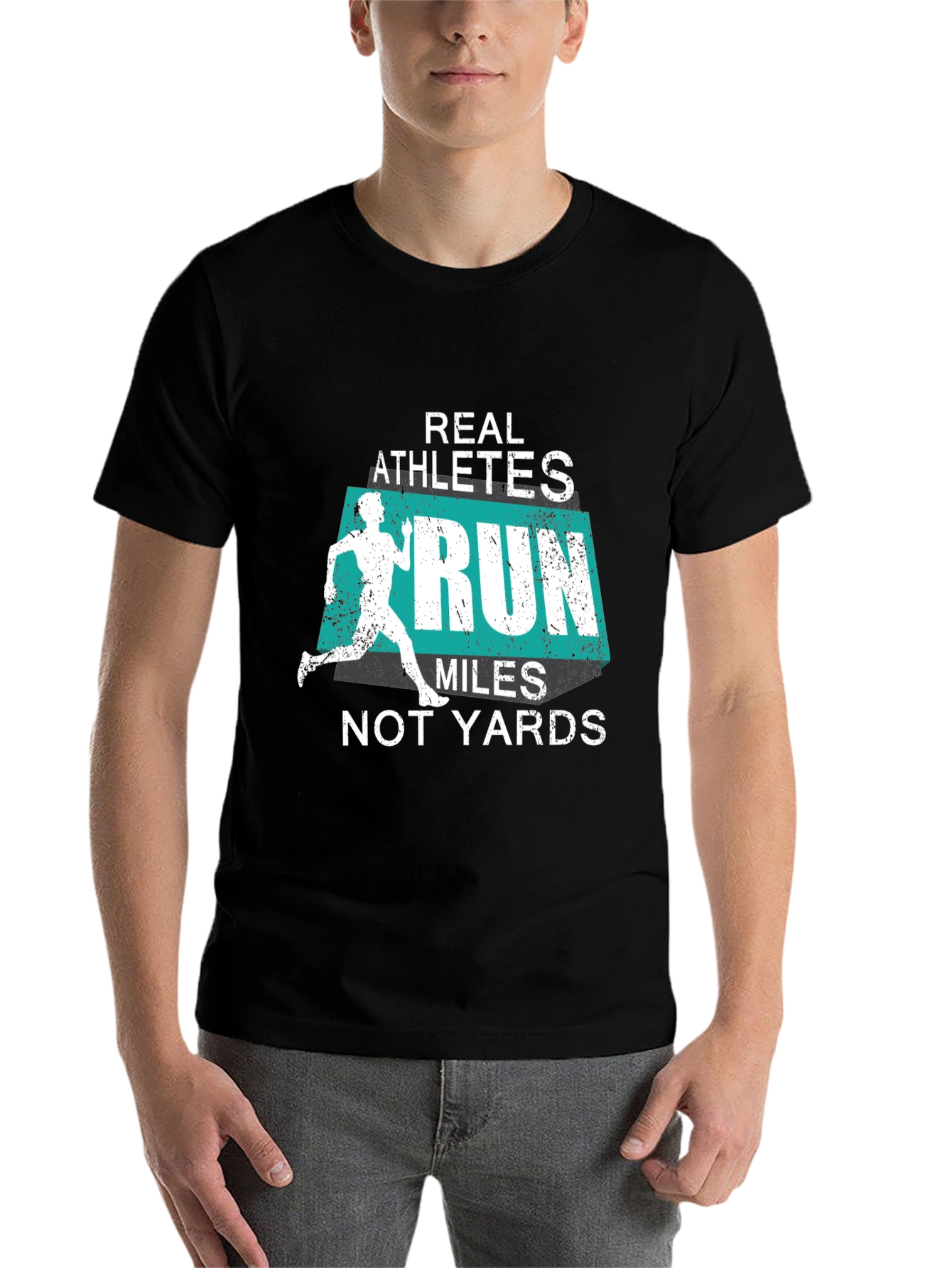 Black Real Athletes Run Miles T-Shirt view 7