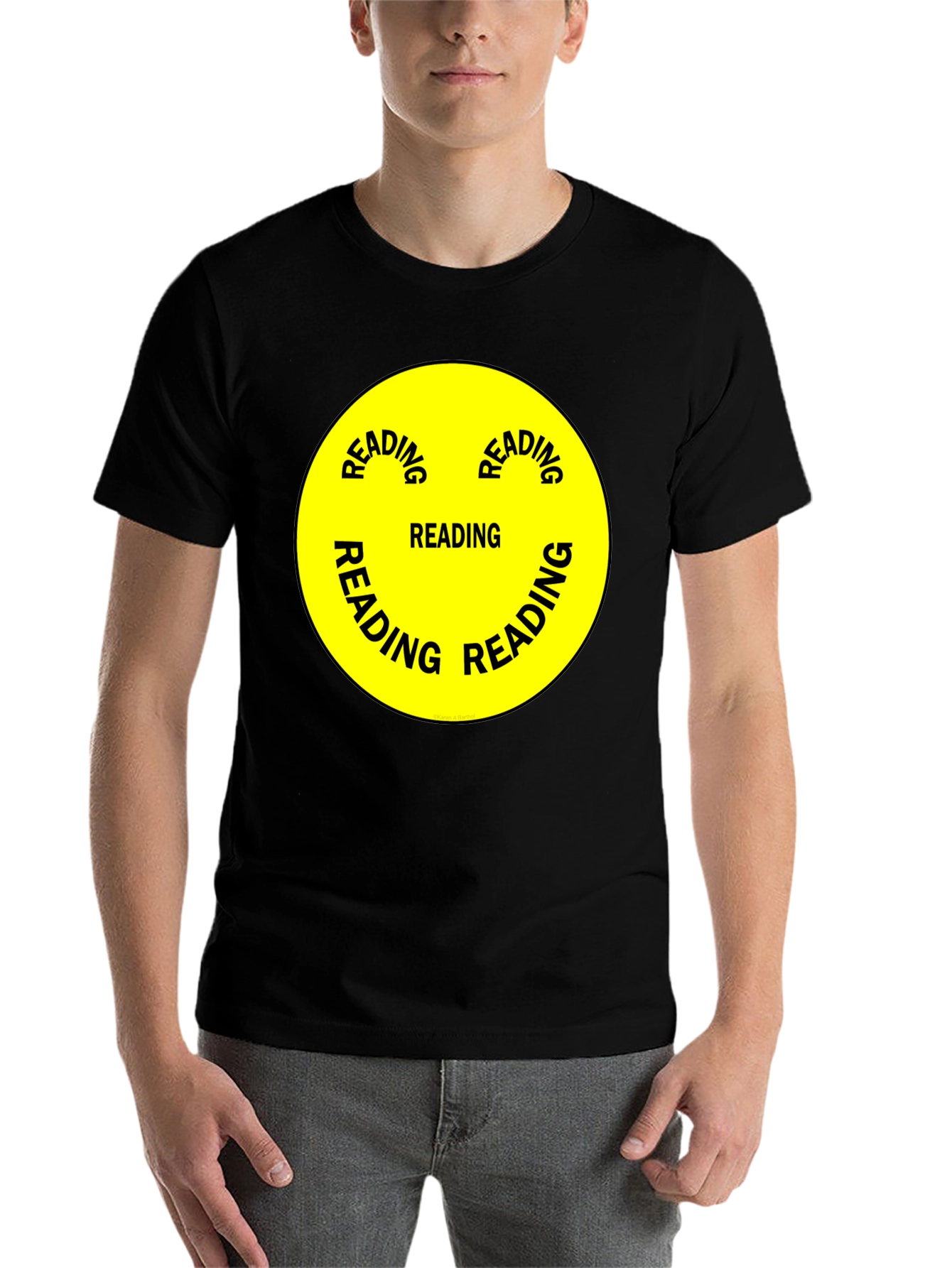 Black Reading Smiley Face Graphic T-Shirt view 7