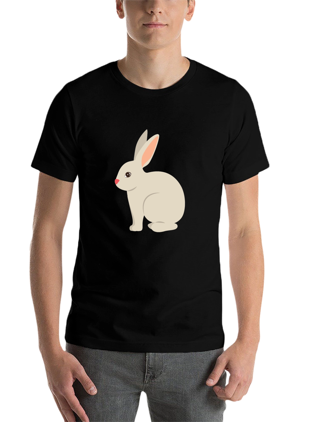 Black Cute Bunny Graphic Tee - Black T-Shirt view 7
