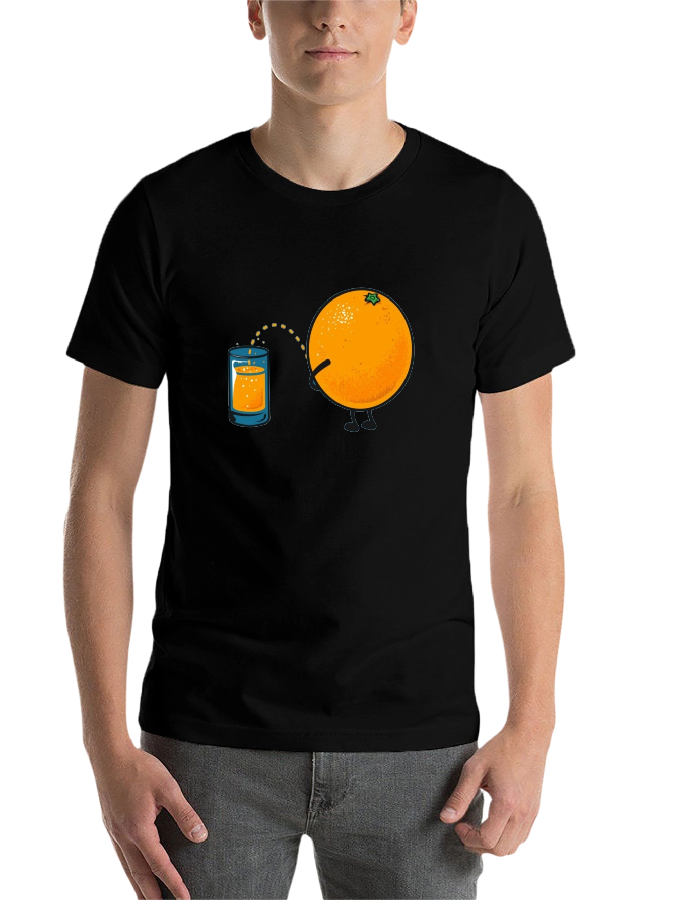 Black Funny Orange Juice Graphic Tee view 7