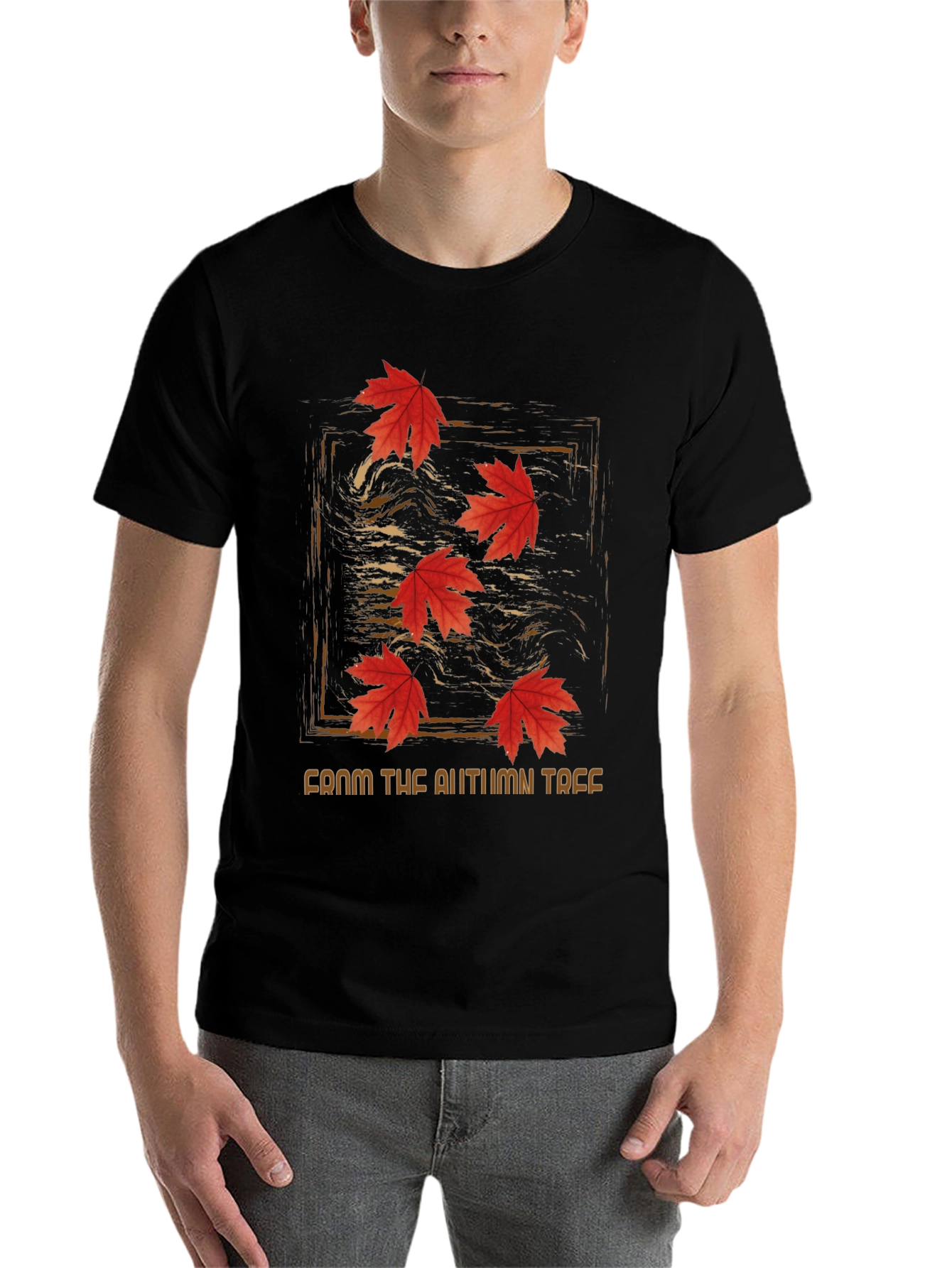 Black Autumn Leaves Graphic Tee - From The Autumn Tree view 7
