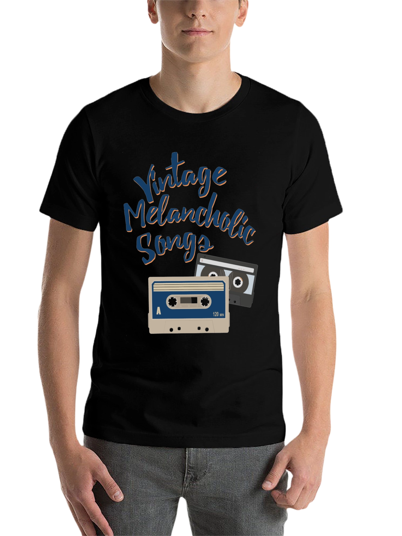Black Vintage Melancholic Songs Graphic Tee view 7