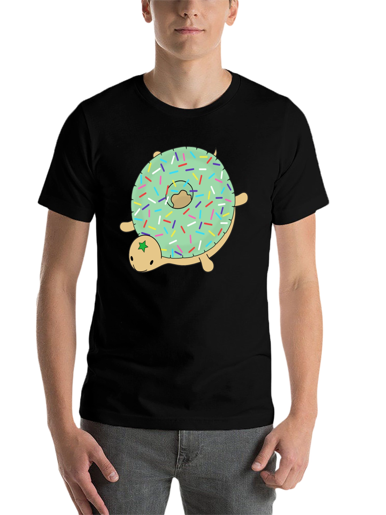 Black Donut Turtle Graphic Tee - Fun Novelty Shirt view 7