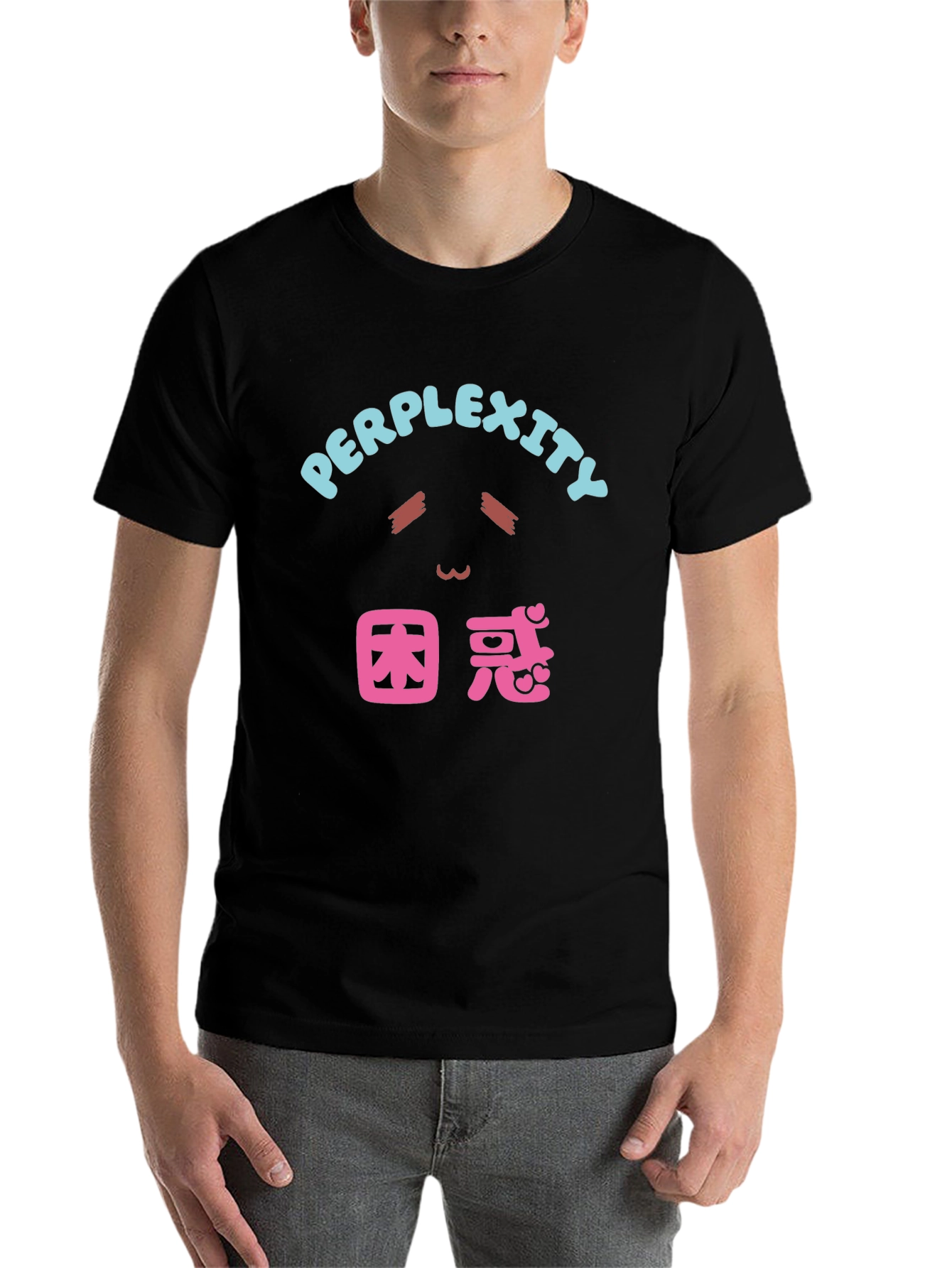 Black Perplexity Black T-Shirt with Anime Design view 7