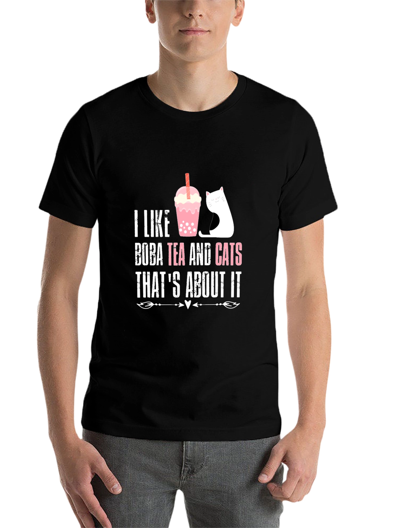 Black Boba Tea & Cats Graphic T-Shirt - Cute & Comfy view 7