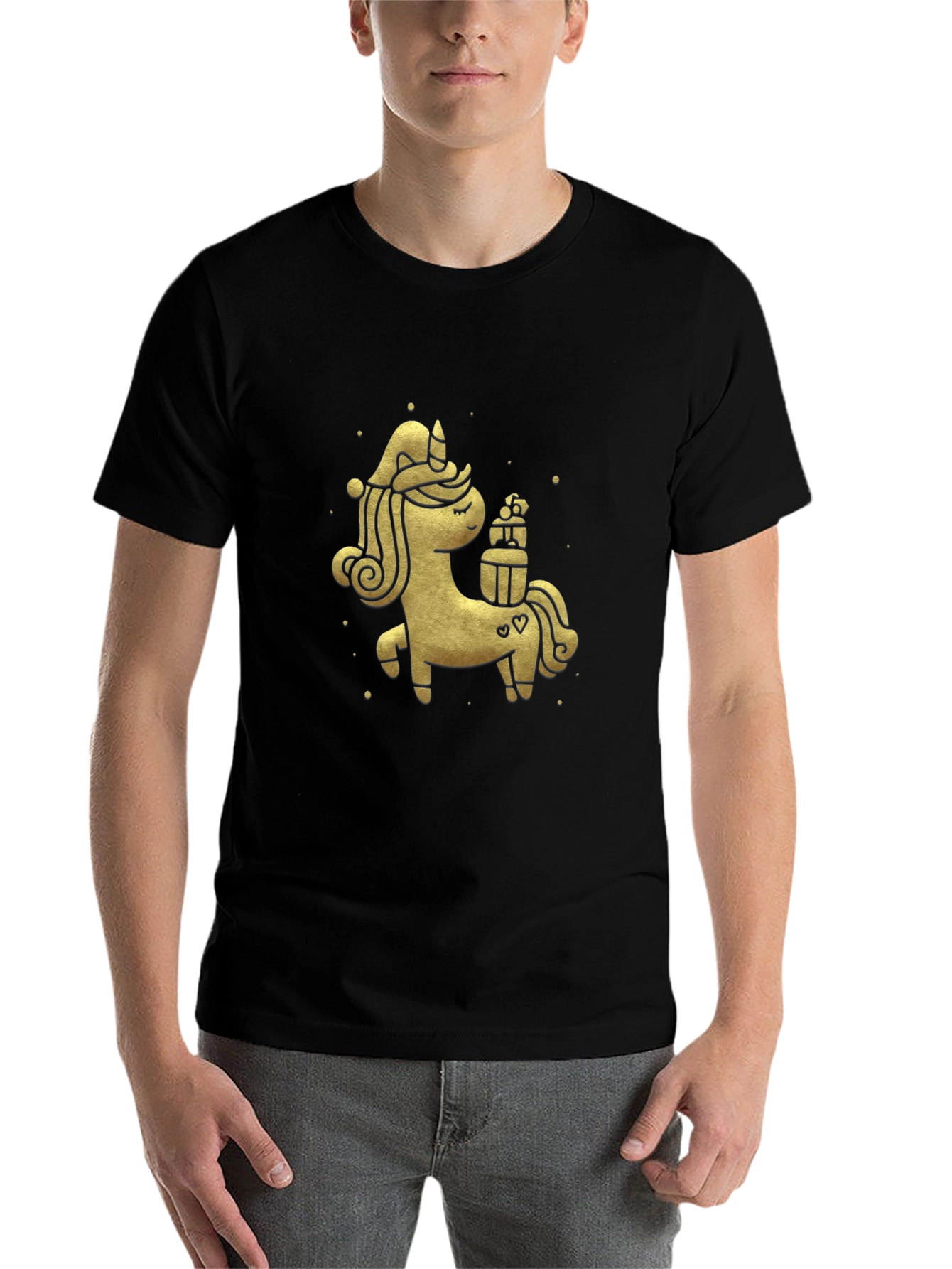Black Festive Unicorn Graphic Tee view 7