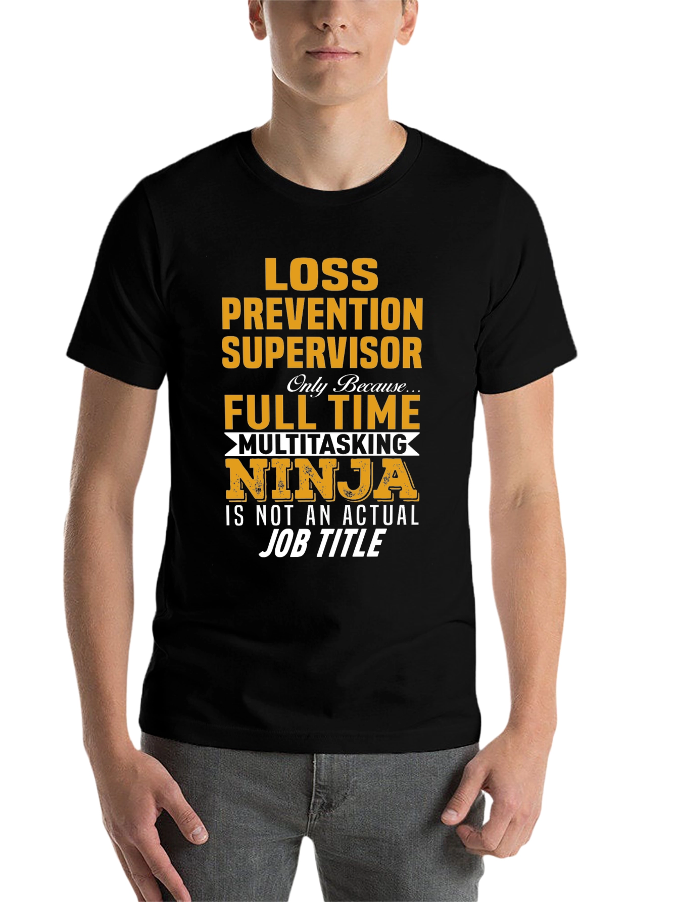 Black Loss Prevention Supervisor Full Time Ninja T-Shirt view 7